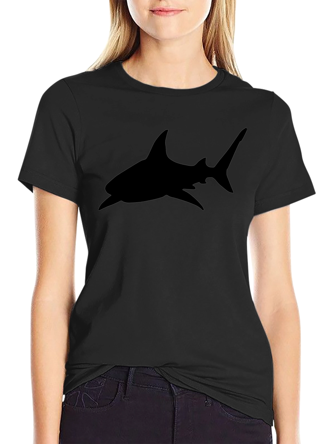 Mens Black Shark Graphic Tee - Casual Comfort