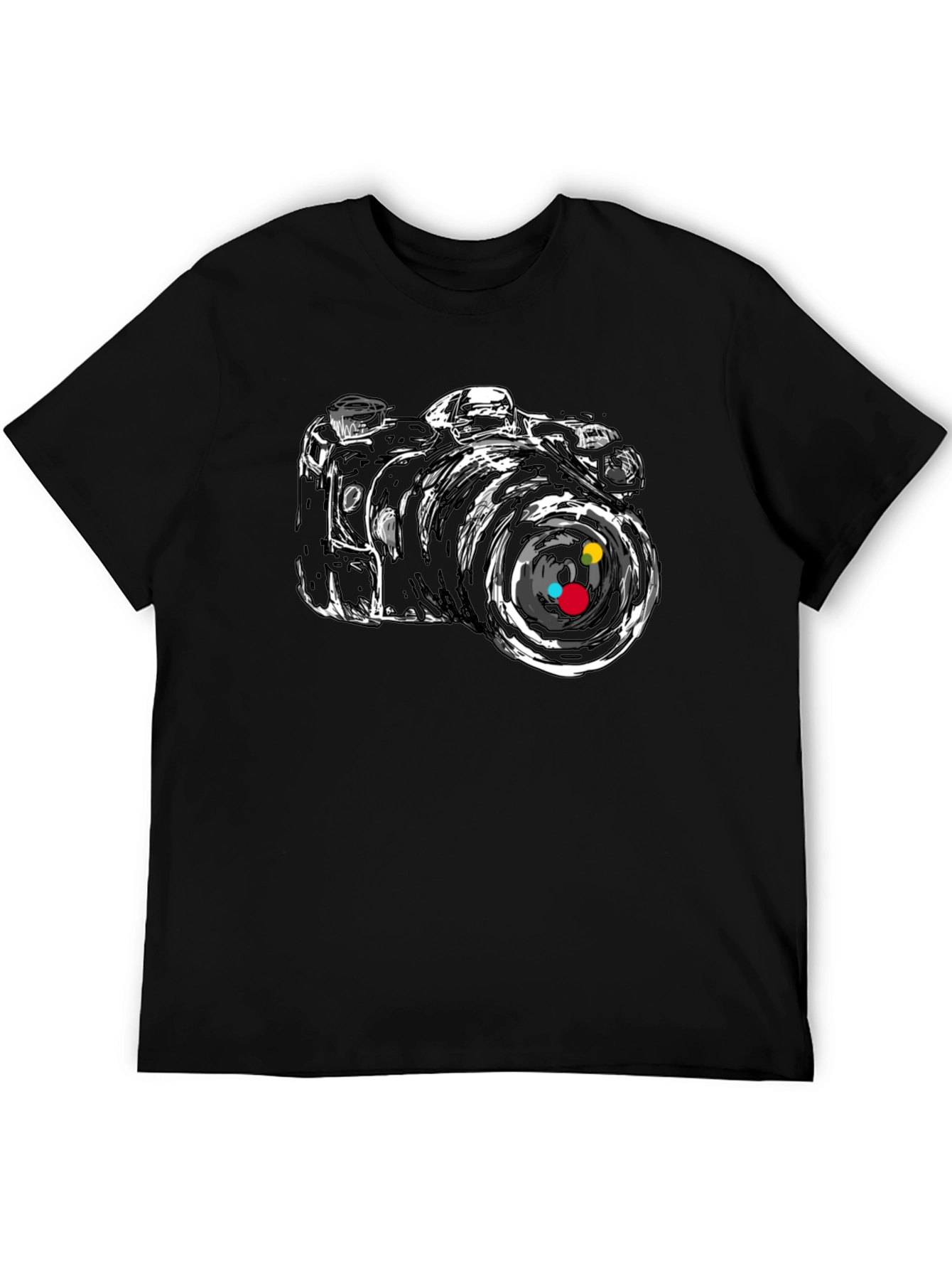 Camera Graphic Tee - Stylish Black T-Shirt