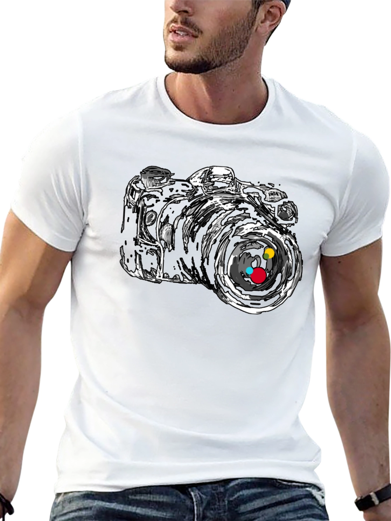 Camera Graphic Tee - Stylish Black T-Shirt
