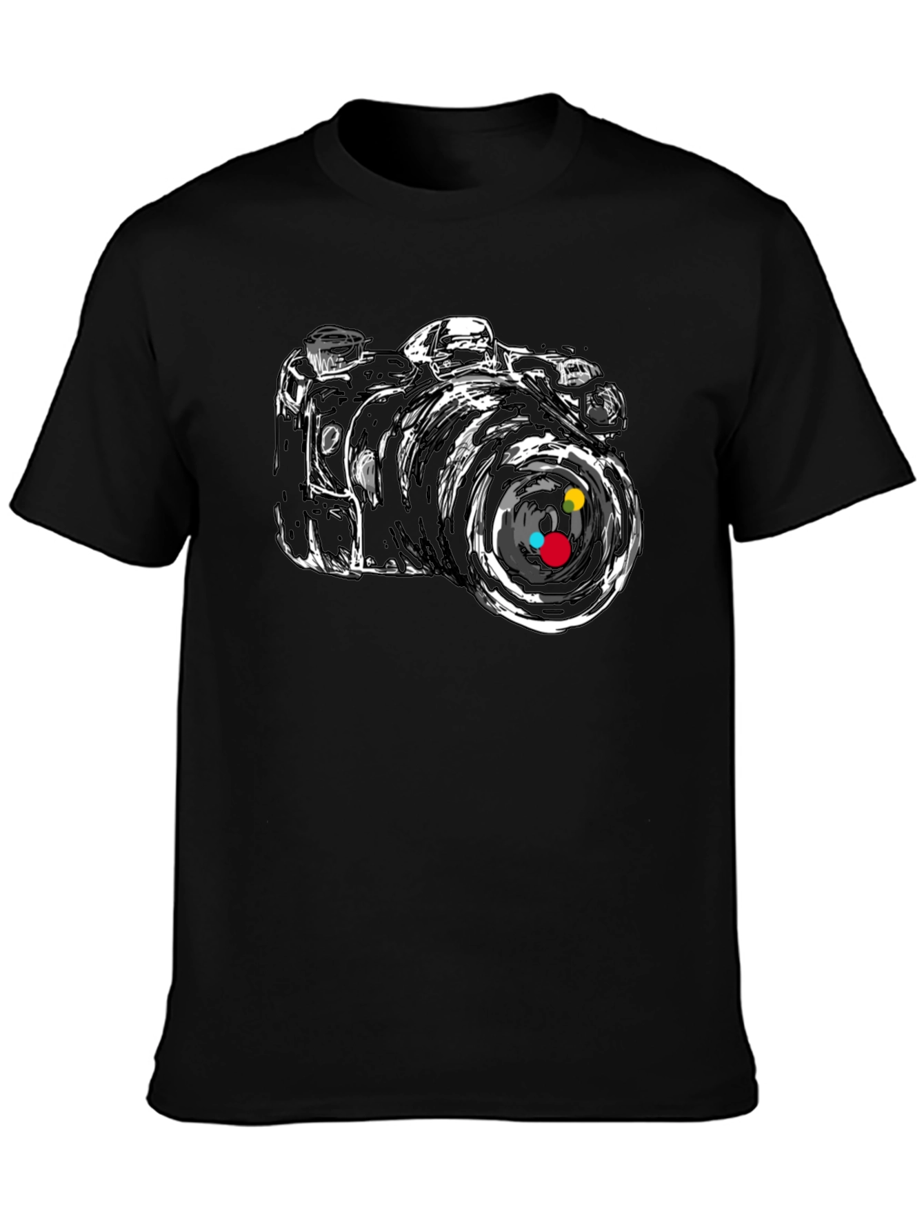 Camera Graphic Tee - Stylish Black T-Shirt