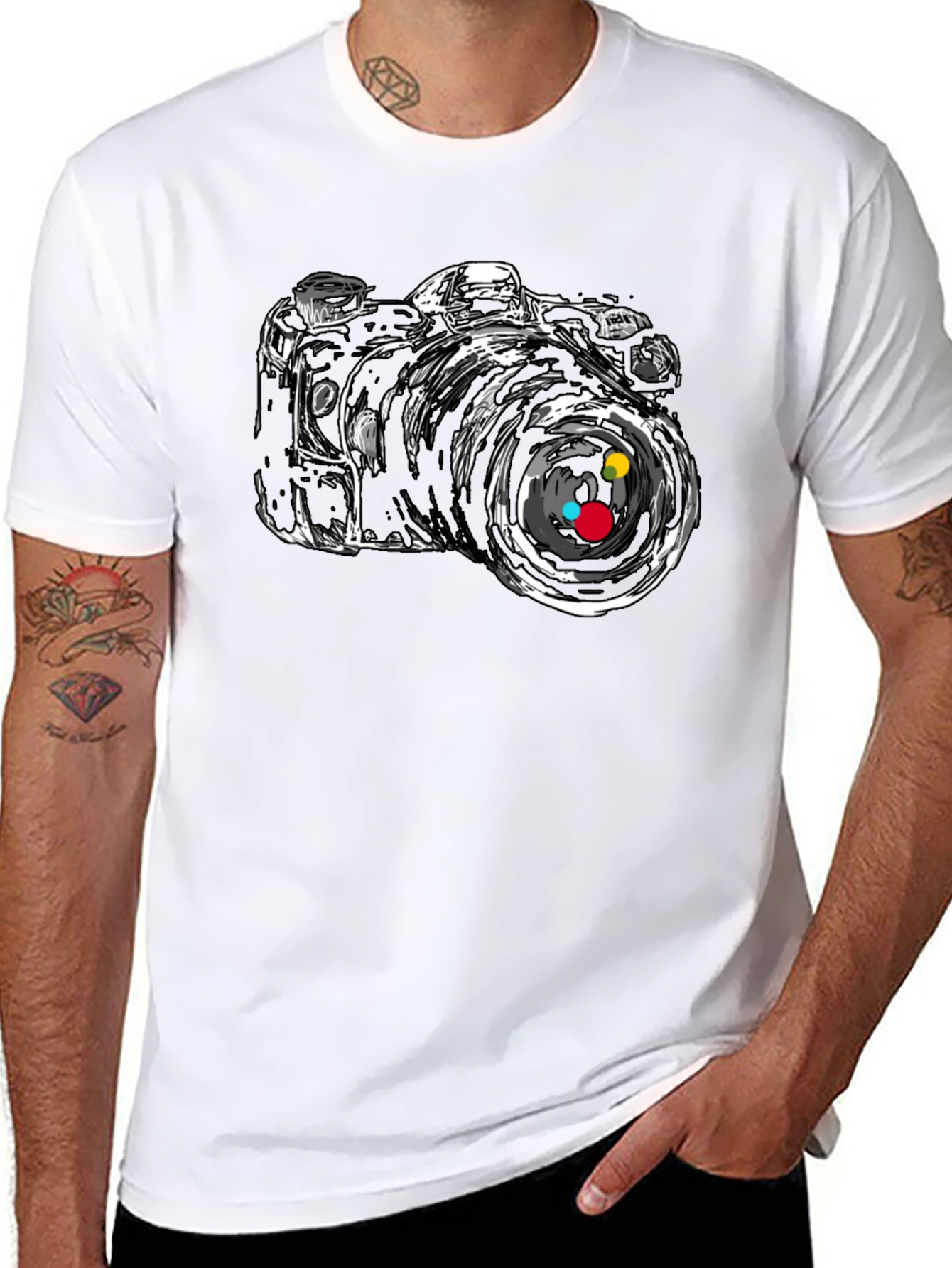 Camera Graphic Tee - Stylish Black T-Shirt