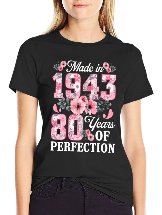 Made in 1943 80th Birthday Floral T-Shirt