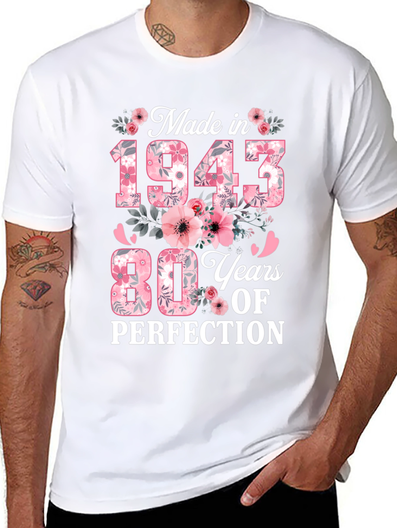 Made in 1943 80th Birthday Floral T-Shirt