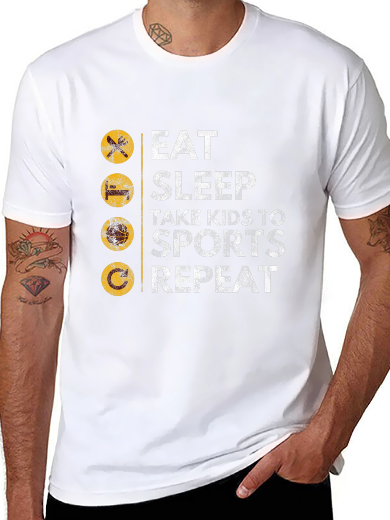Eat Sleep Sports Repeat Mens Graphic Tee
