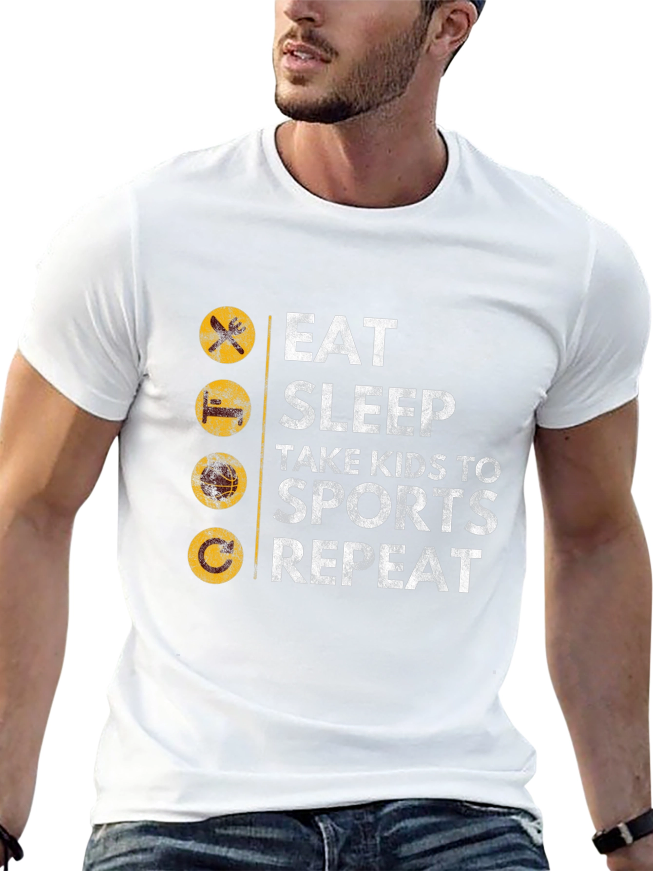 Eat Sleep Sports Repeat Mens Graphic Tee