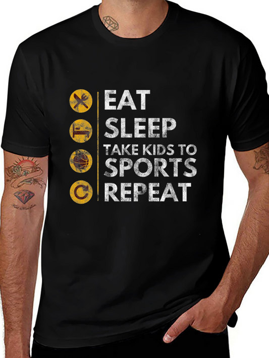 Eat Sleep Sports Repeat Mens Graphic Tee