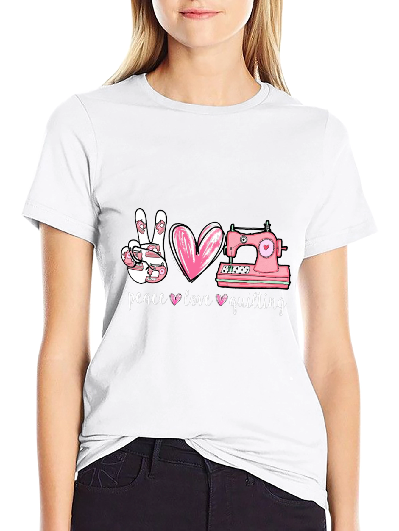 Peace Love Quilting T-Shirt - Sewing Gift