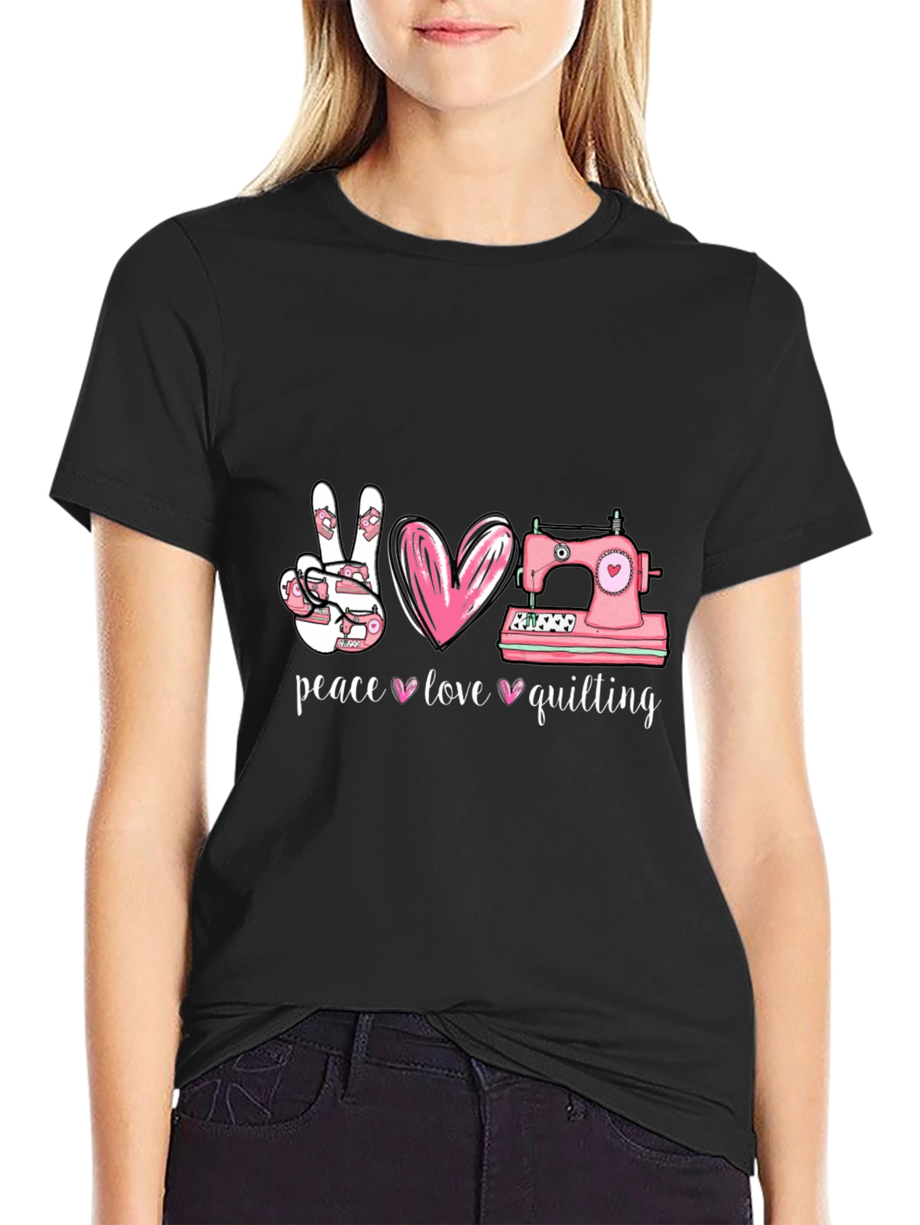 Peace Love Quilting T-Shirt - Sewing Gift