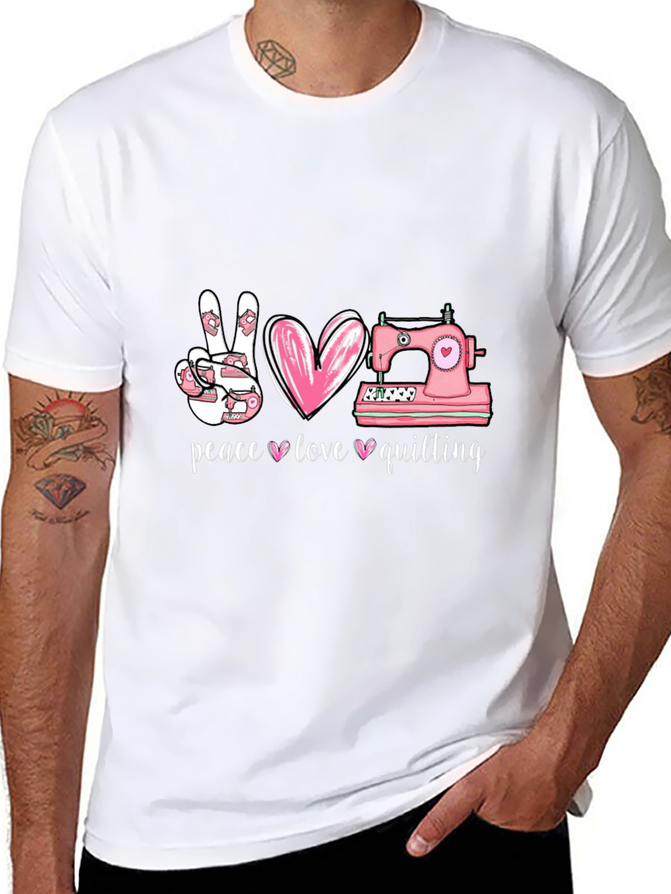 Peace Love Quilting T-Shirt - Sewing Gift