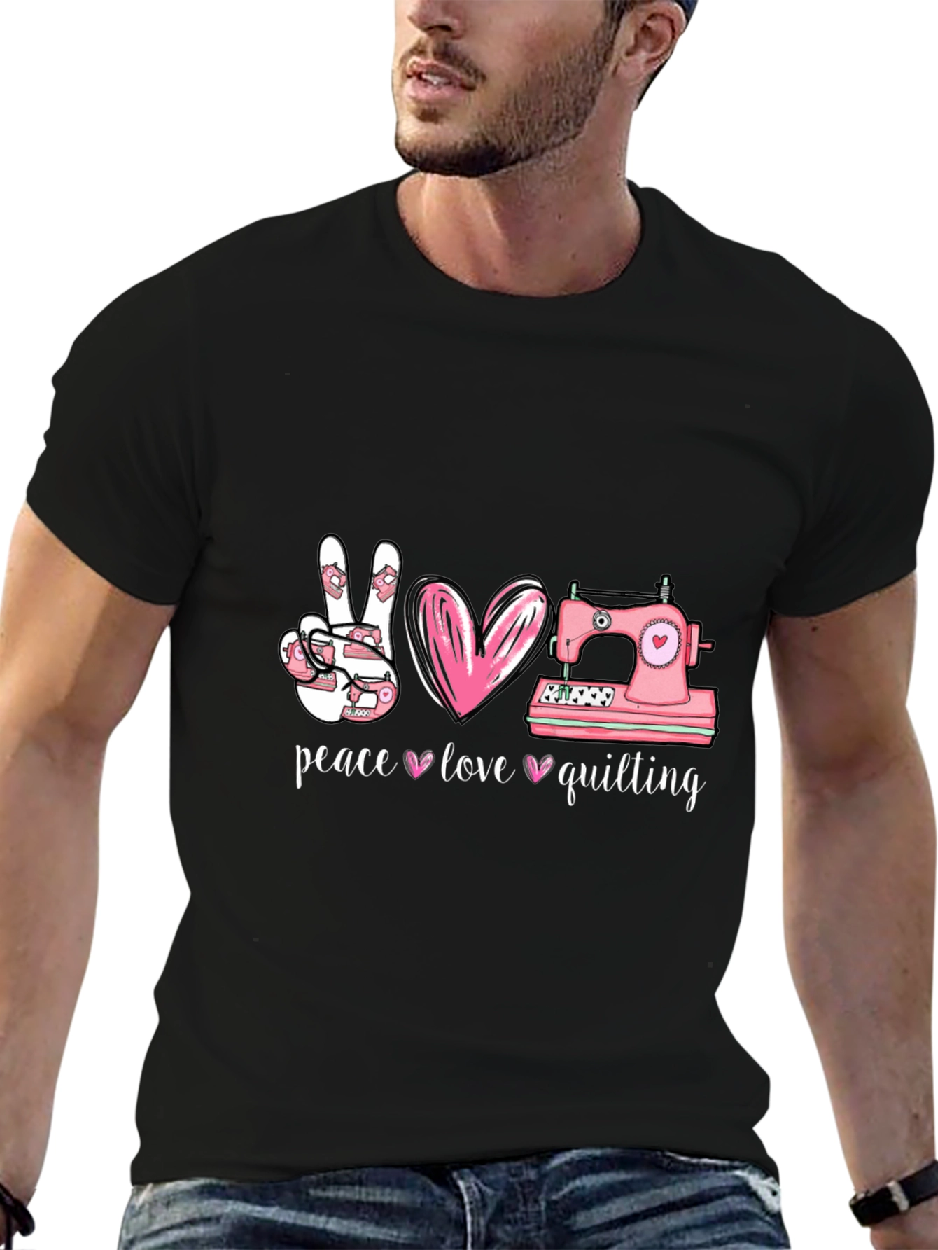 Peace Love Quilting T-Shirt - Sewing Gift