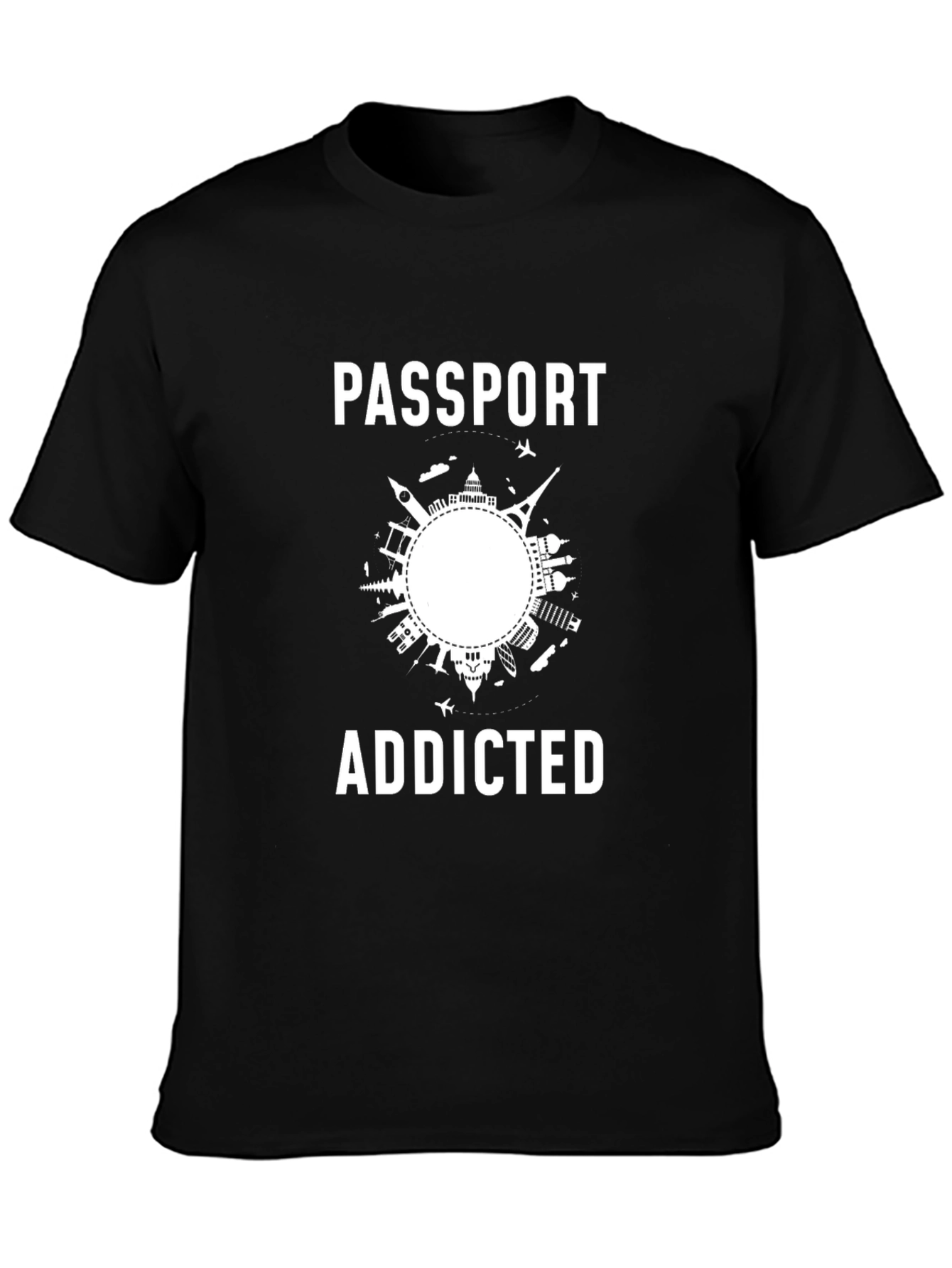 Passport Addicted Black Graphic T-Shirt