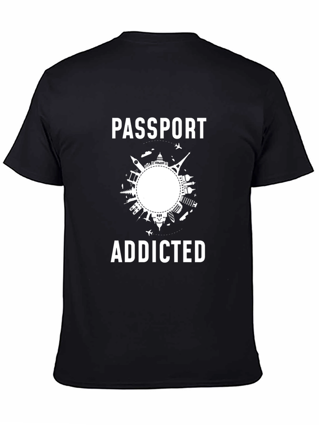 Passport Addicted Black Graphic T-Shirt