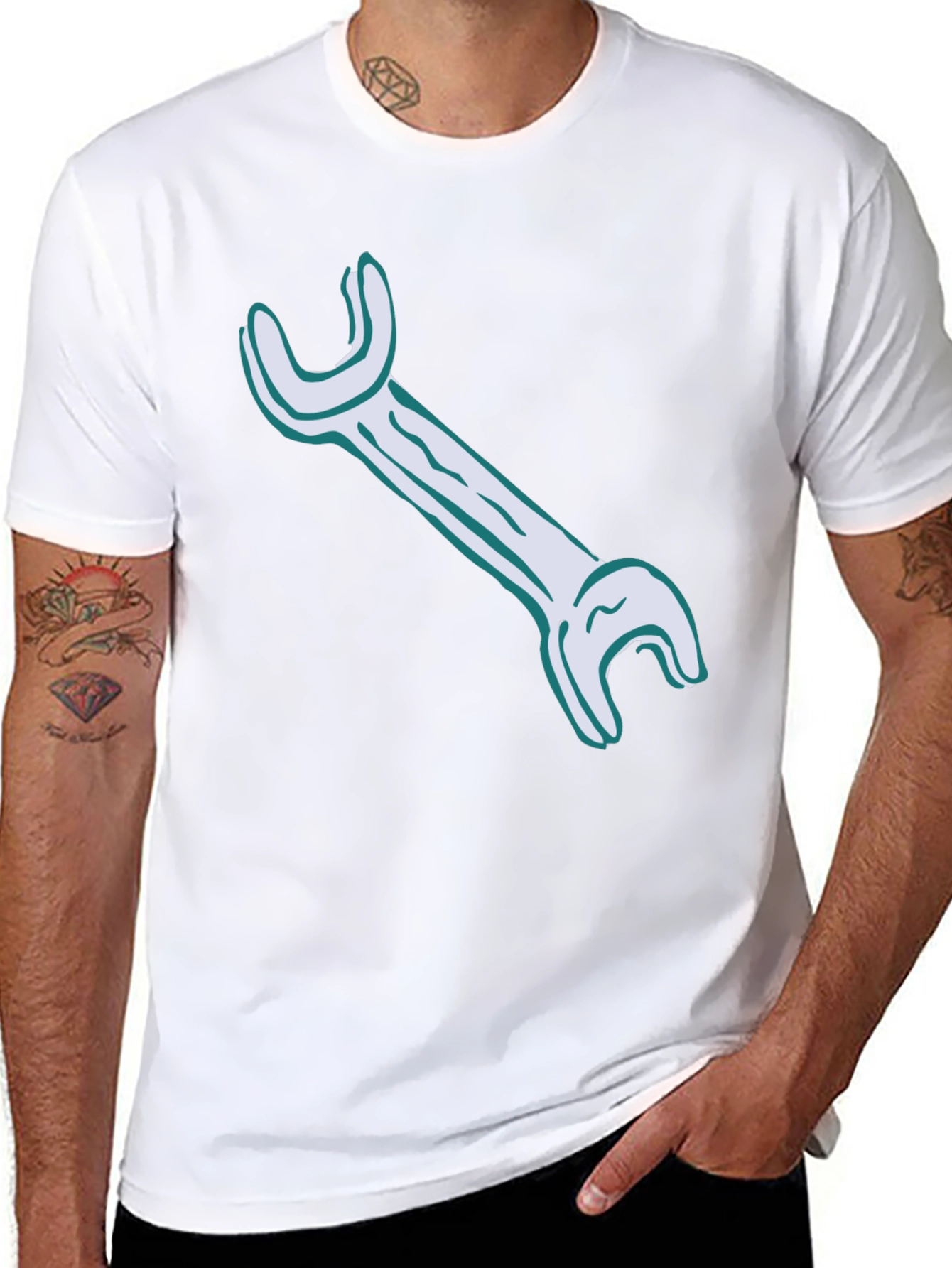 Wrench Graphic Tee - Black Cotton Casual Shirt