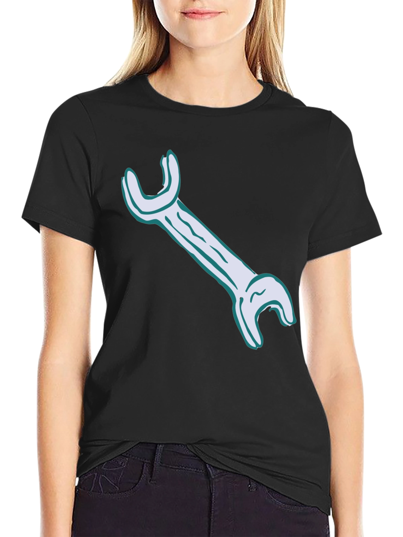 Wrench Graphic Tee - Black Cotton Casual Shirt