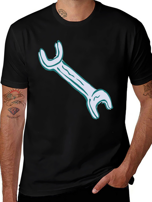 Wrench Graphic Tee - Black Cotton Casual Shirt