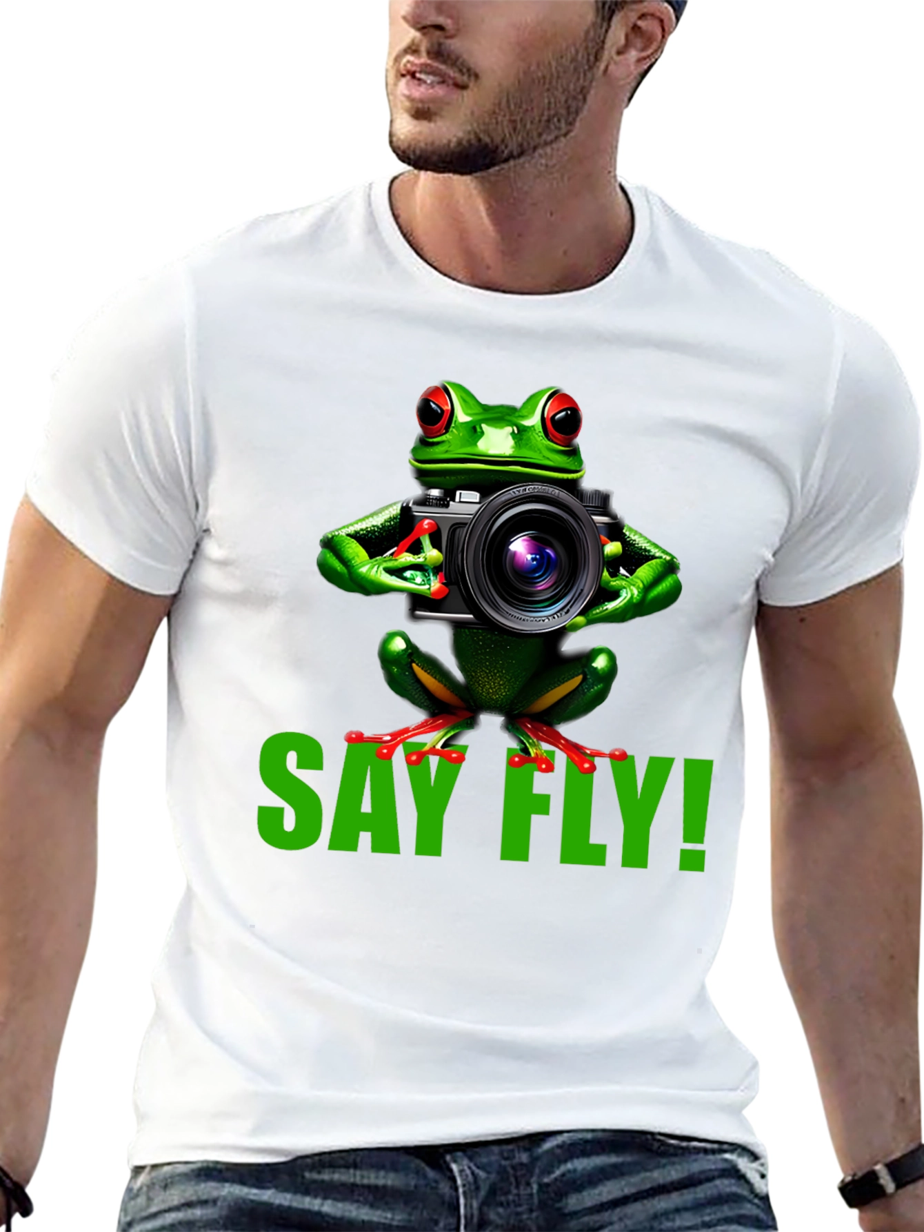 Say Fly! Frog Photographer Graphic T-Shirt