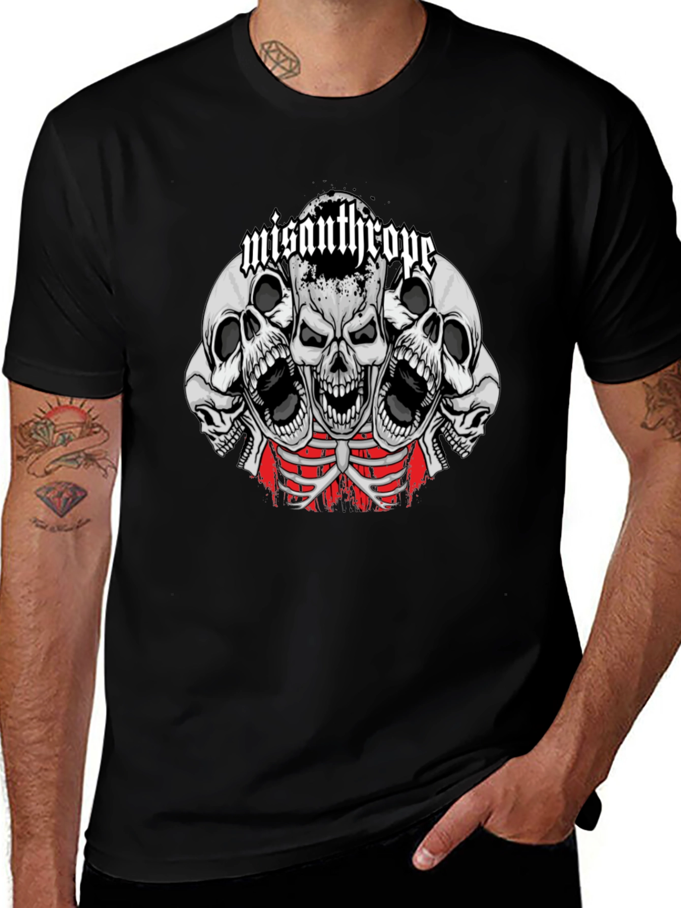 Misanthrope Skull Graphic Tee - Mens Black T-Shirt