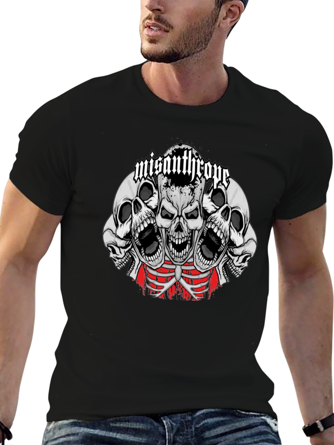 Misanthrope Skull Graphic Tee - Mens Black T-Shirt