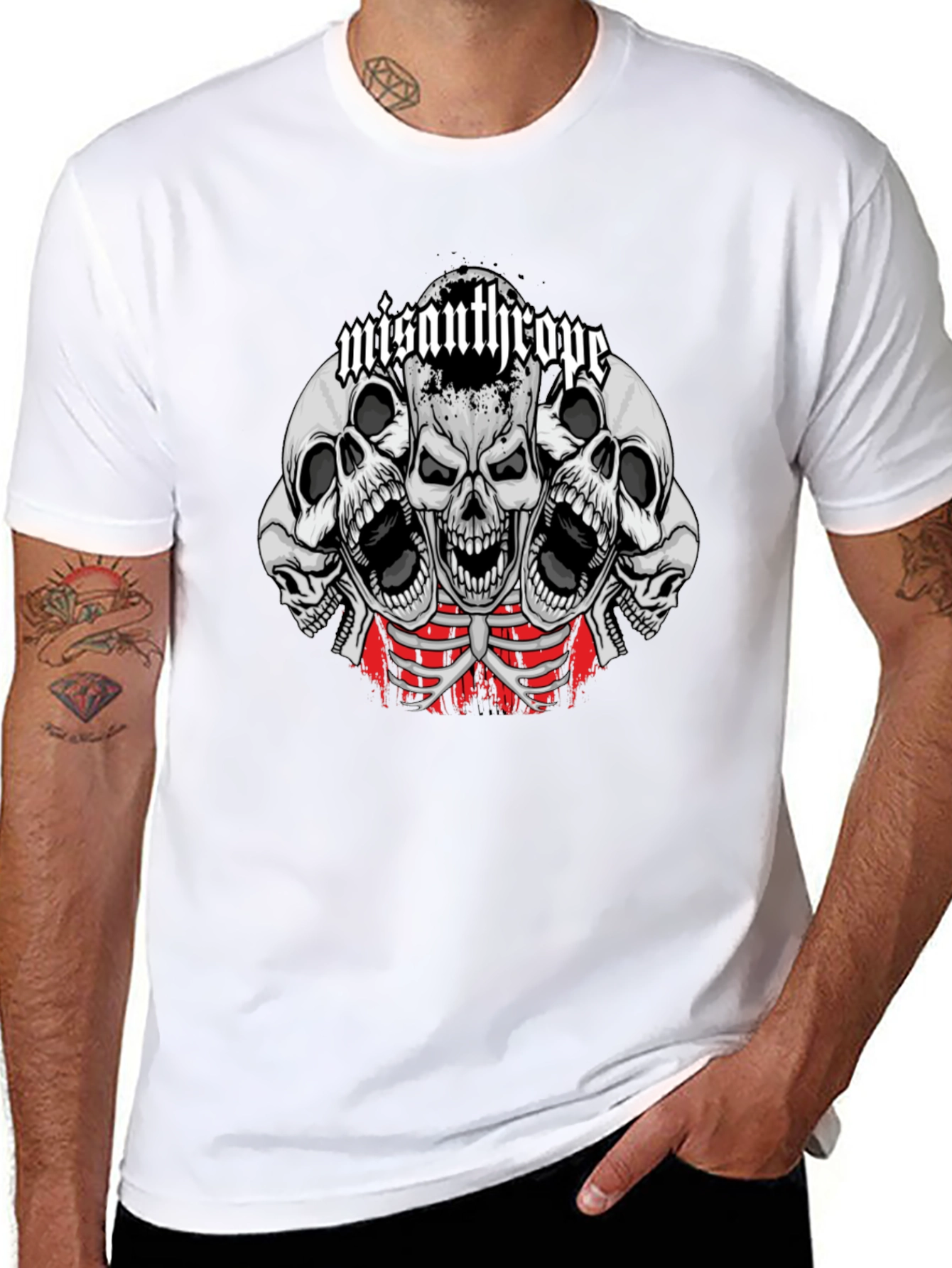 Misanthrope Skull Graphic Tee - Mens Black T-Shirt