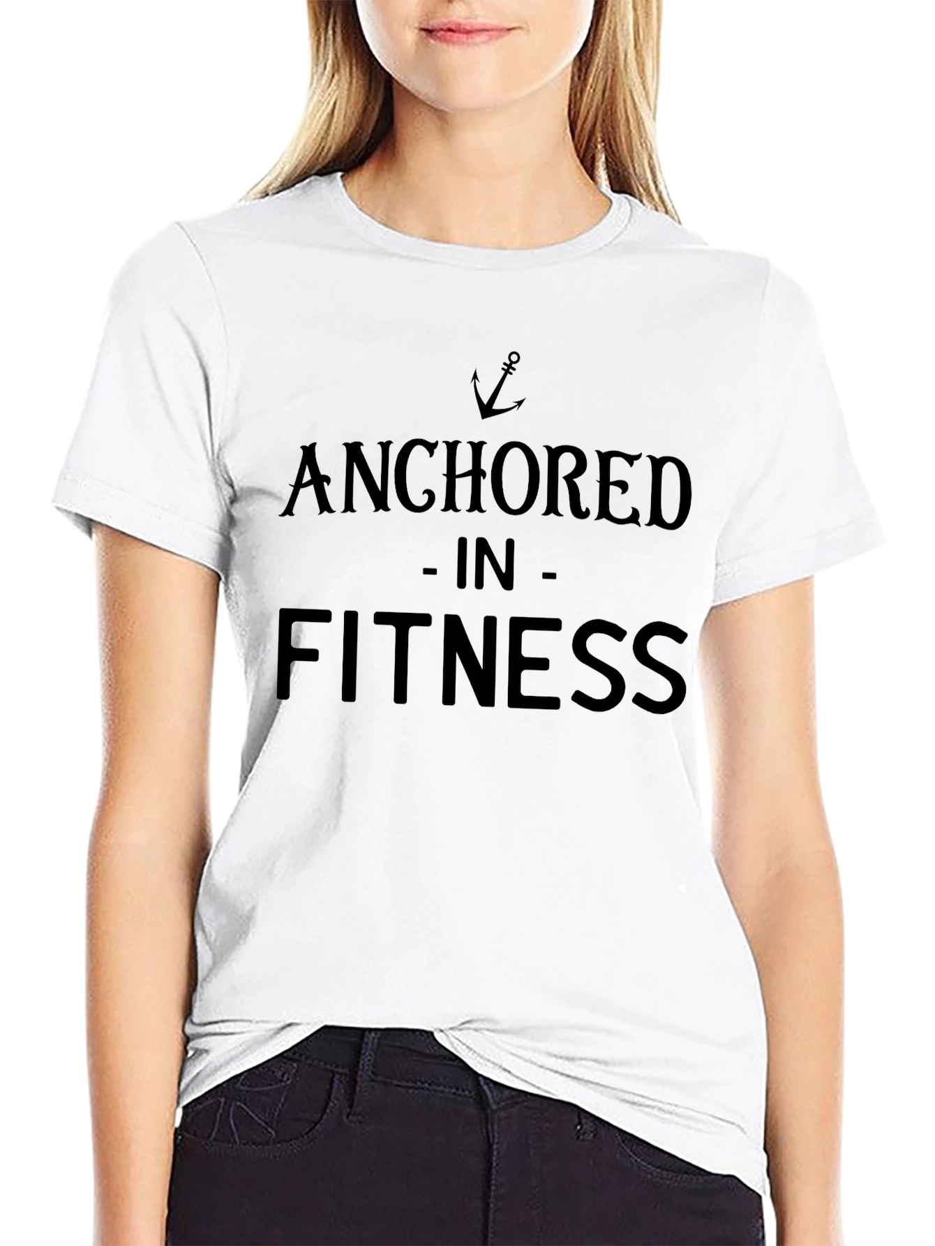 Anchored in Fitness Black Graphic Tee