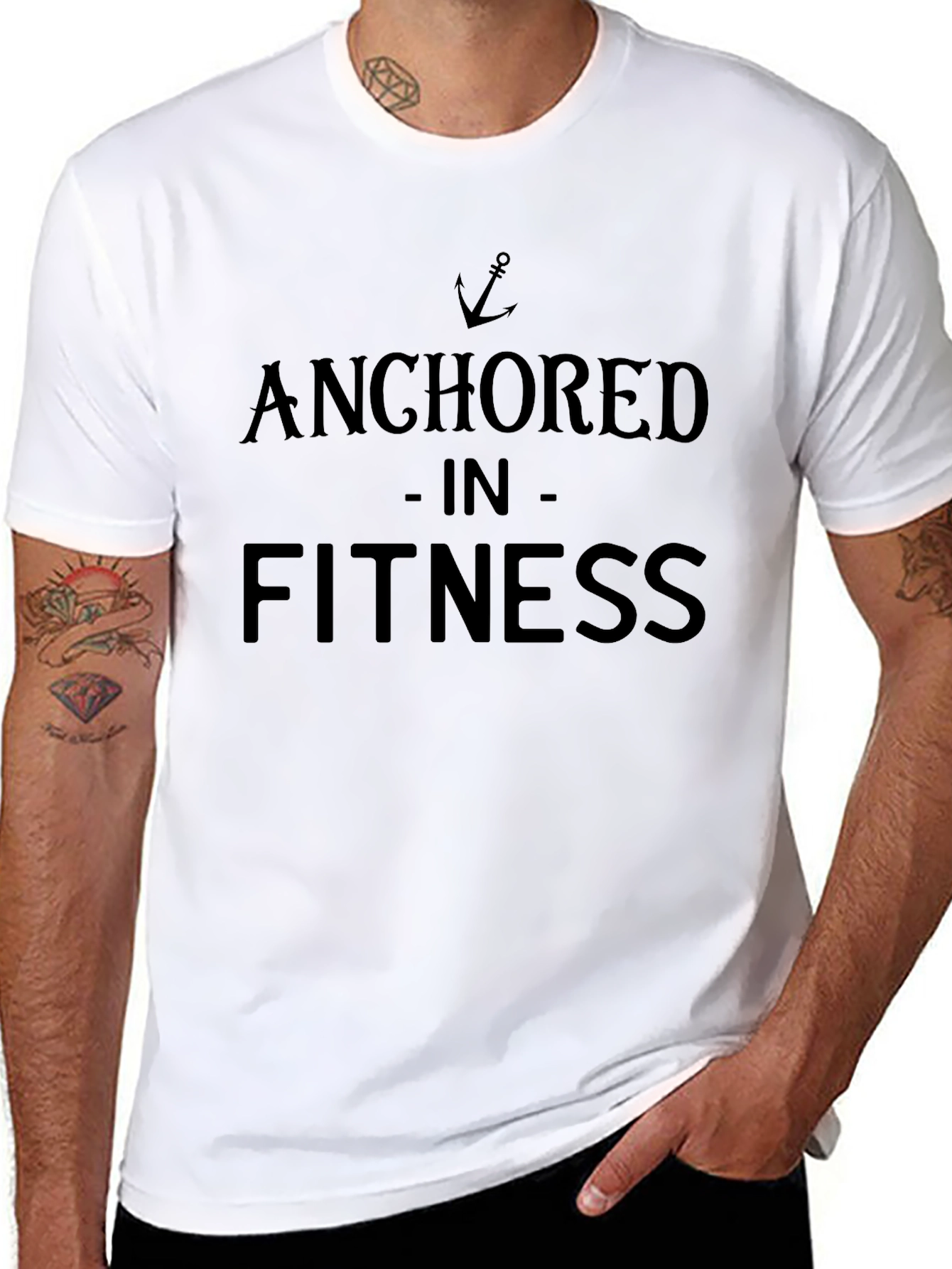 Anchored in Fitness Black Graphic Tee