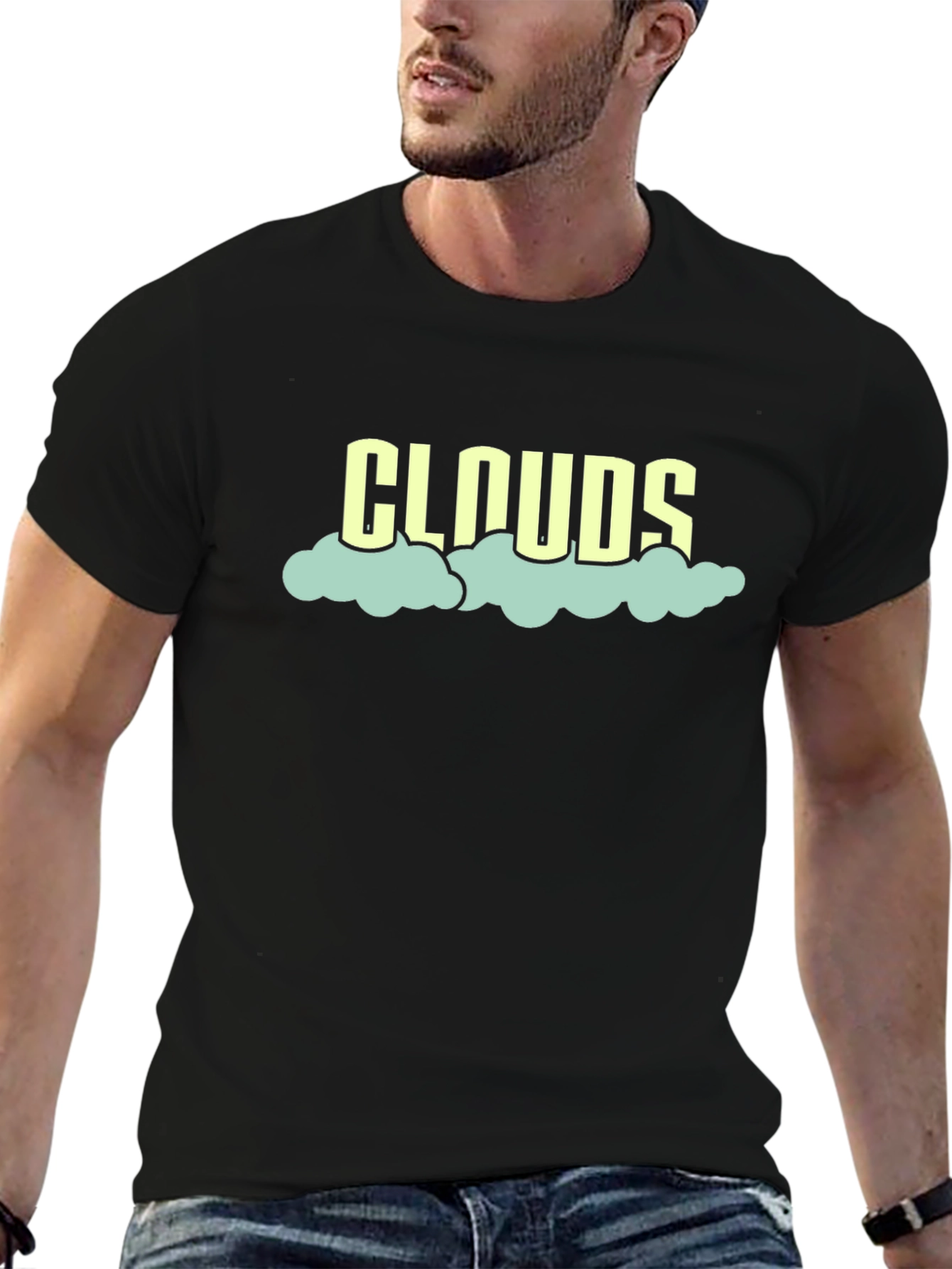 Clouds Graphic T-Shirt - Black Cotton Tee