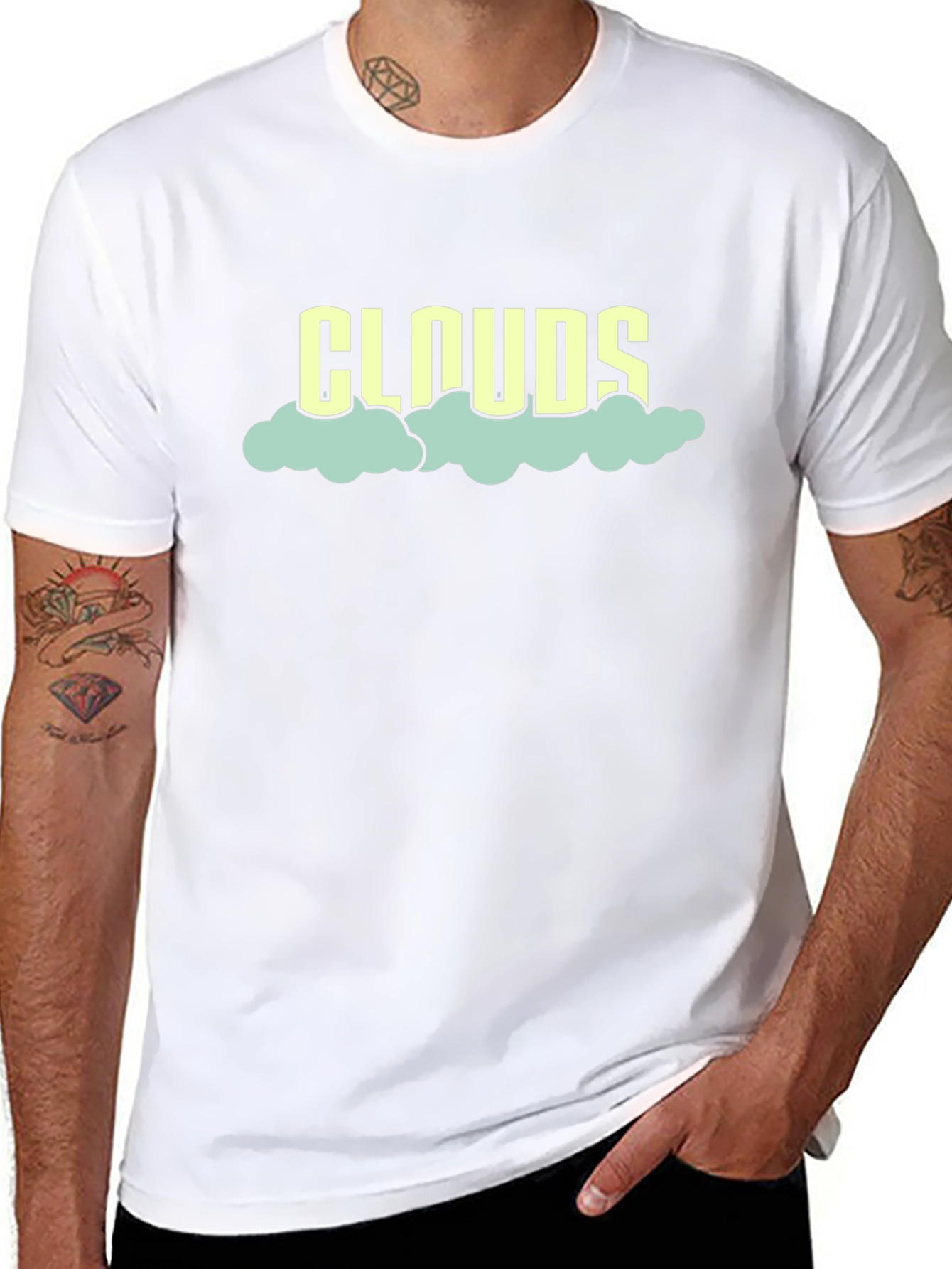 Clouds Graphic T-Shirt - Black Cotton Tee
