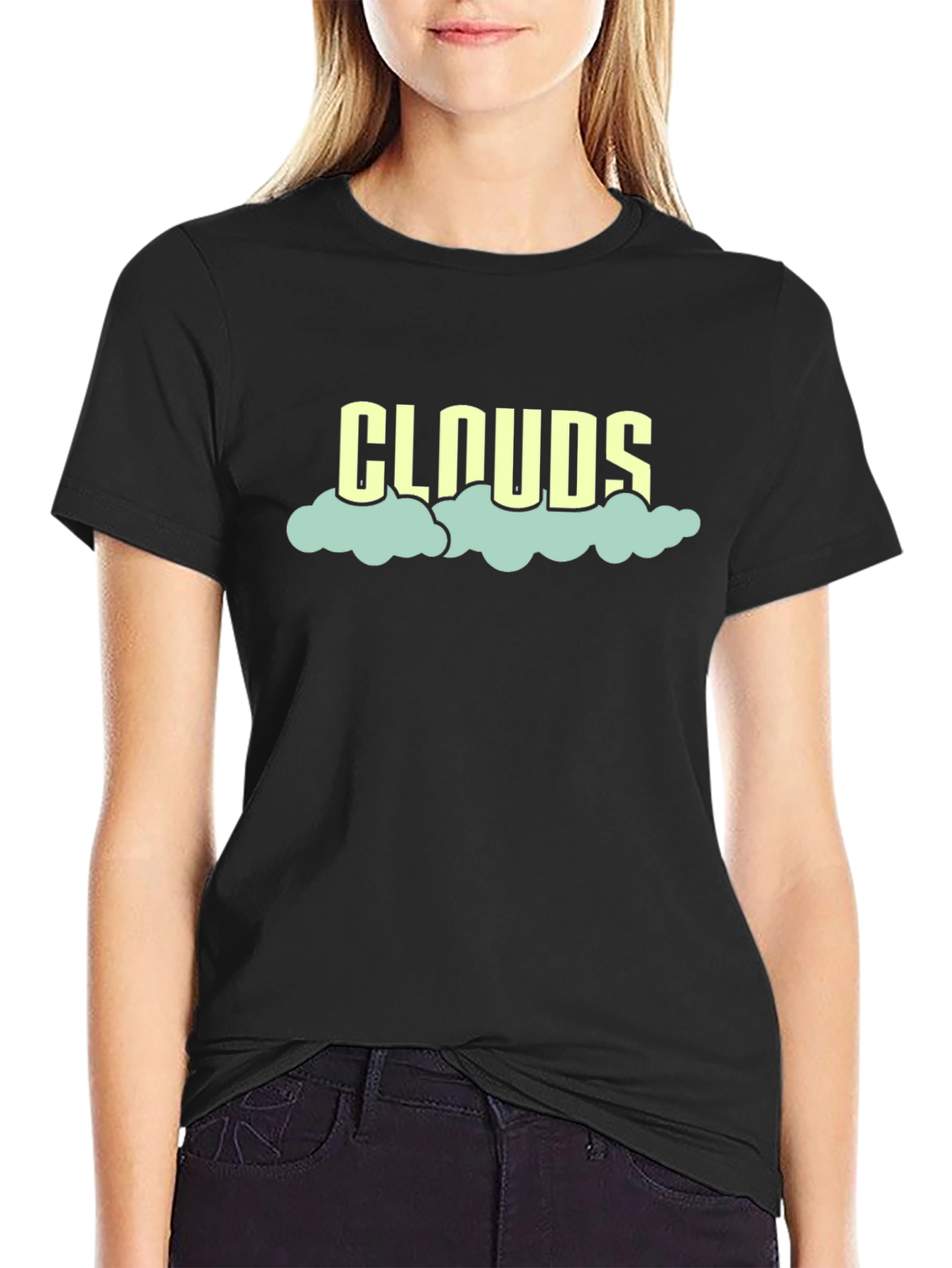 Clouds Graphic T-Shirt - Black Cotton Tee
