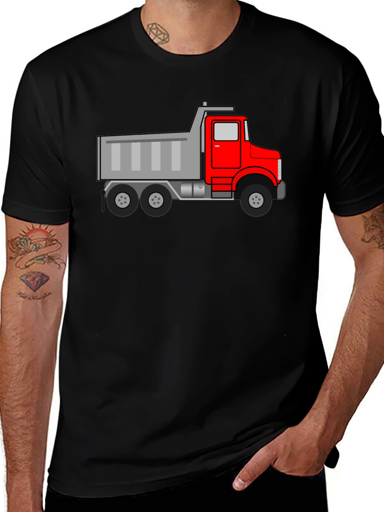 Dump Truck Graphic Tee - Black Cotton T-Shirt