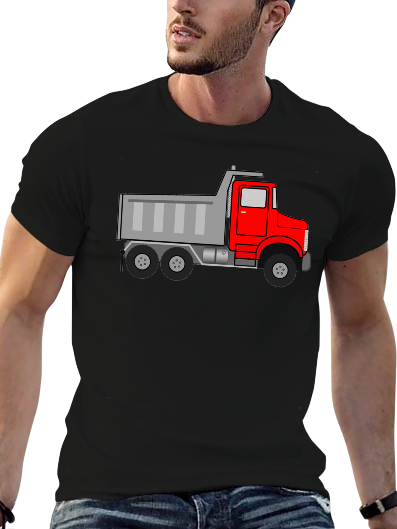 Dump Truck Graphic Tee - Black Cotton T-Shirt