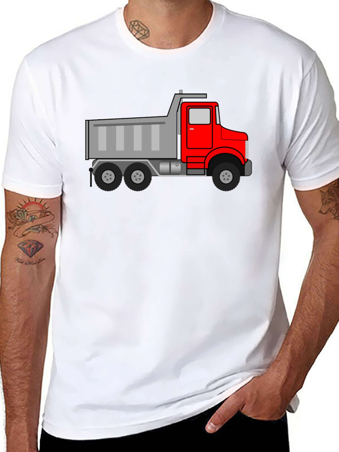 Dump Truck Graphic Tee - Black Cotton T-Shirt