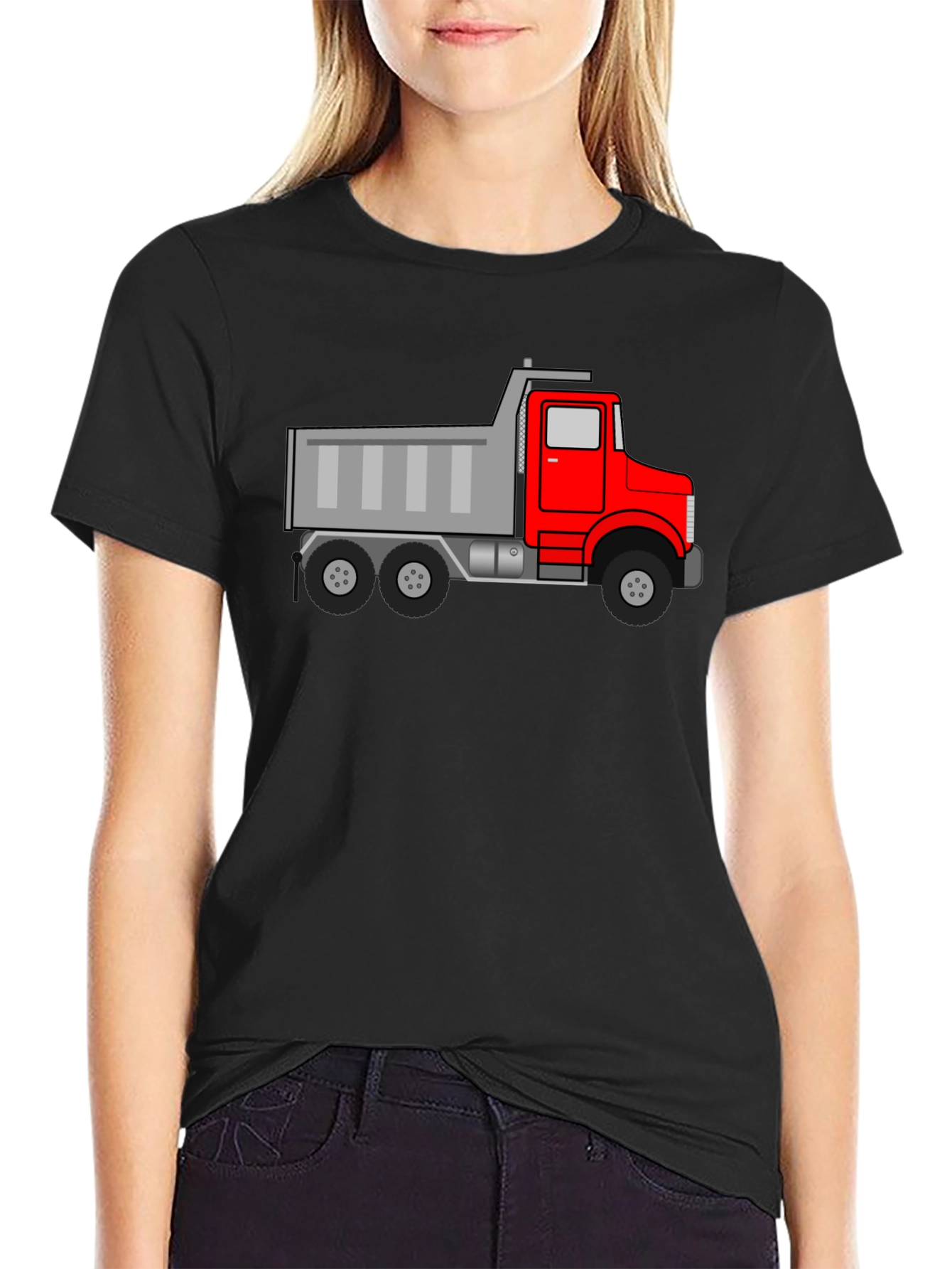 Dump Truck Graphic Tee - Black Cotton T-Shirt