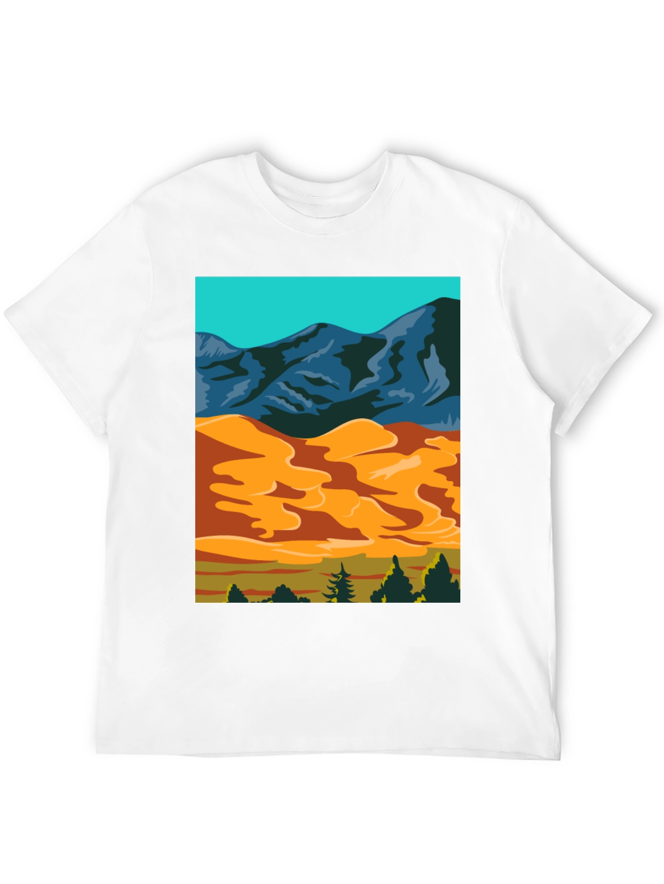 Mountain Desert Graphic Tee - Stylish Black Cotton T-Shirt