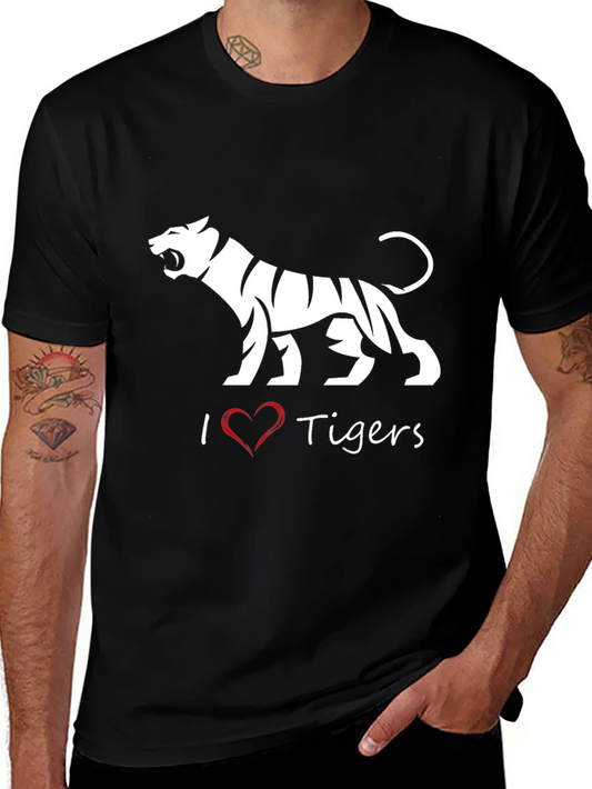 I Love Tigers Black T-Shirt