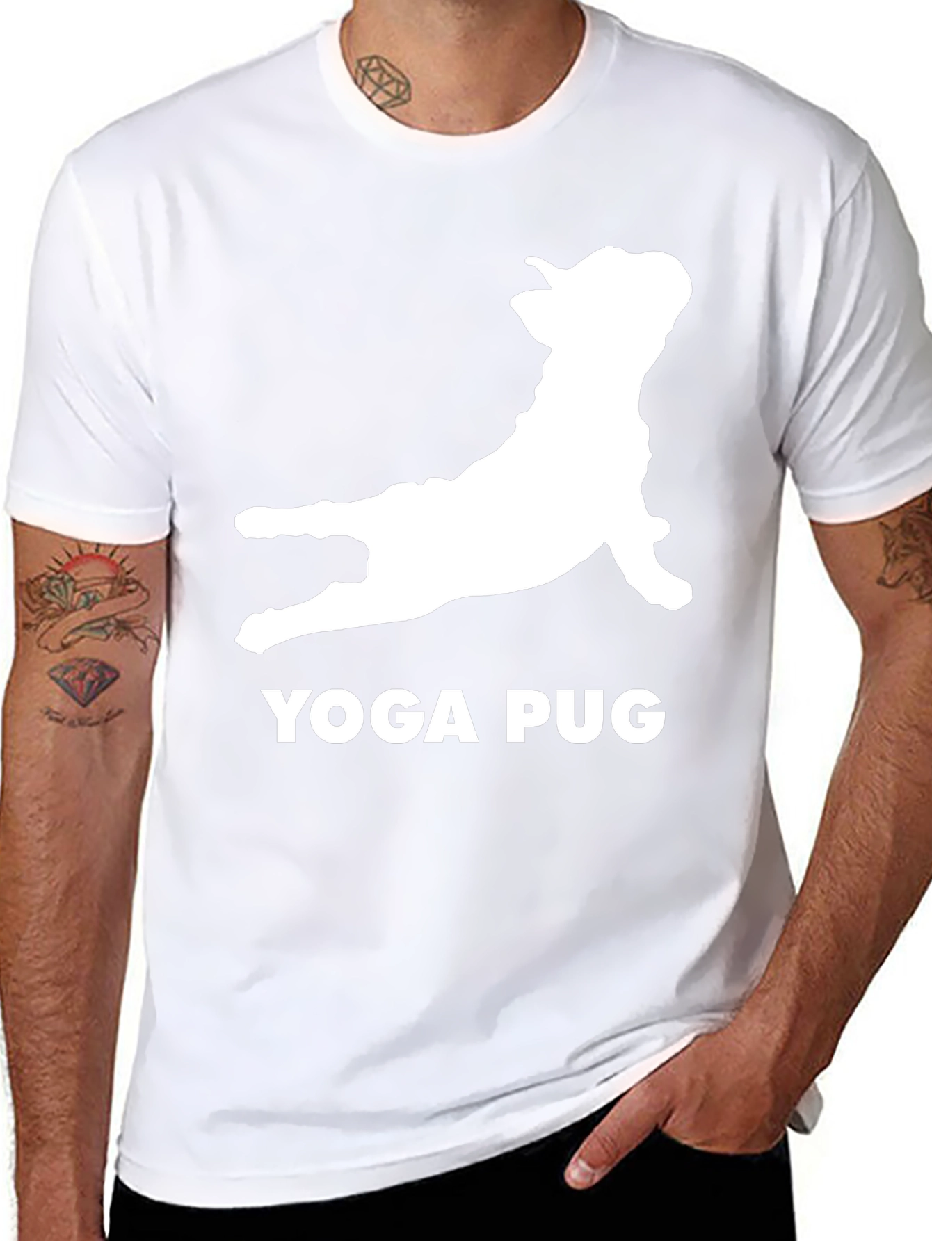 Yoga Pug Black T-Shirt Funny Graphic Tee