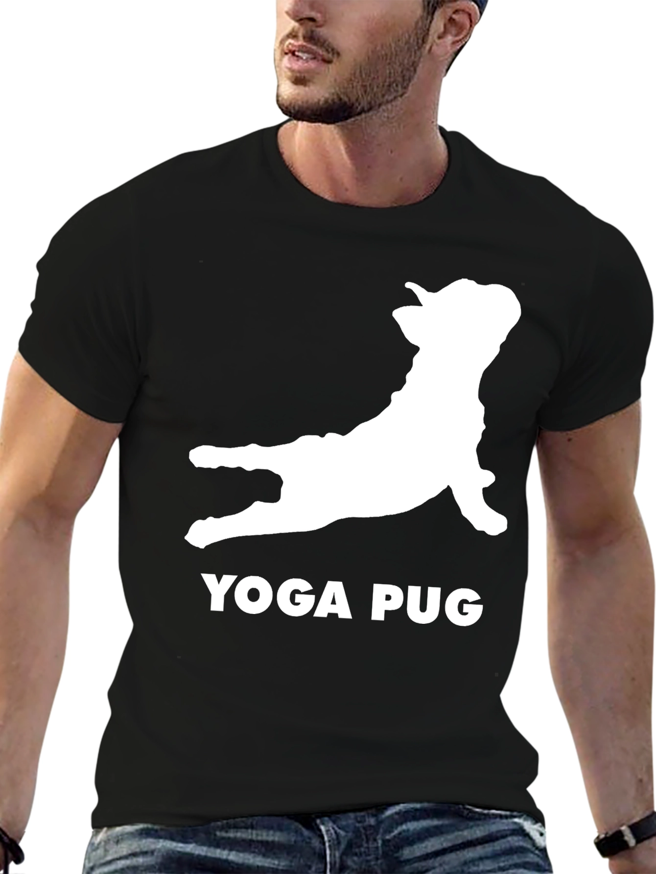 Yoga Pug Black T-Shirt Funny Graphic Tee