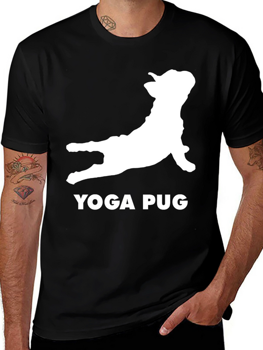Yoga Pug Black T-Shirt Funny Graphic Tee