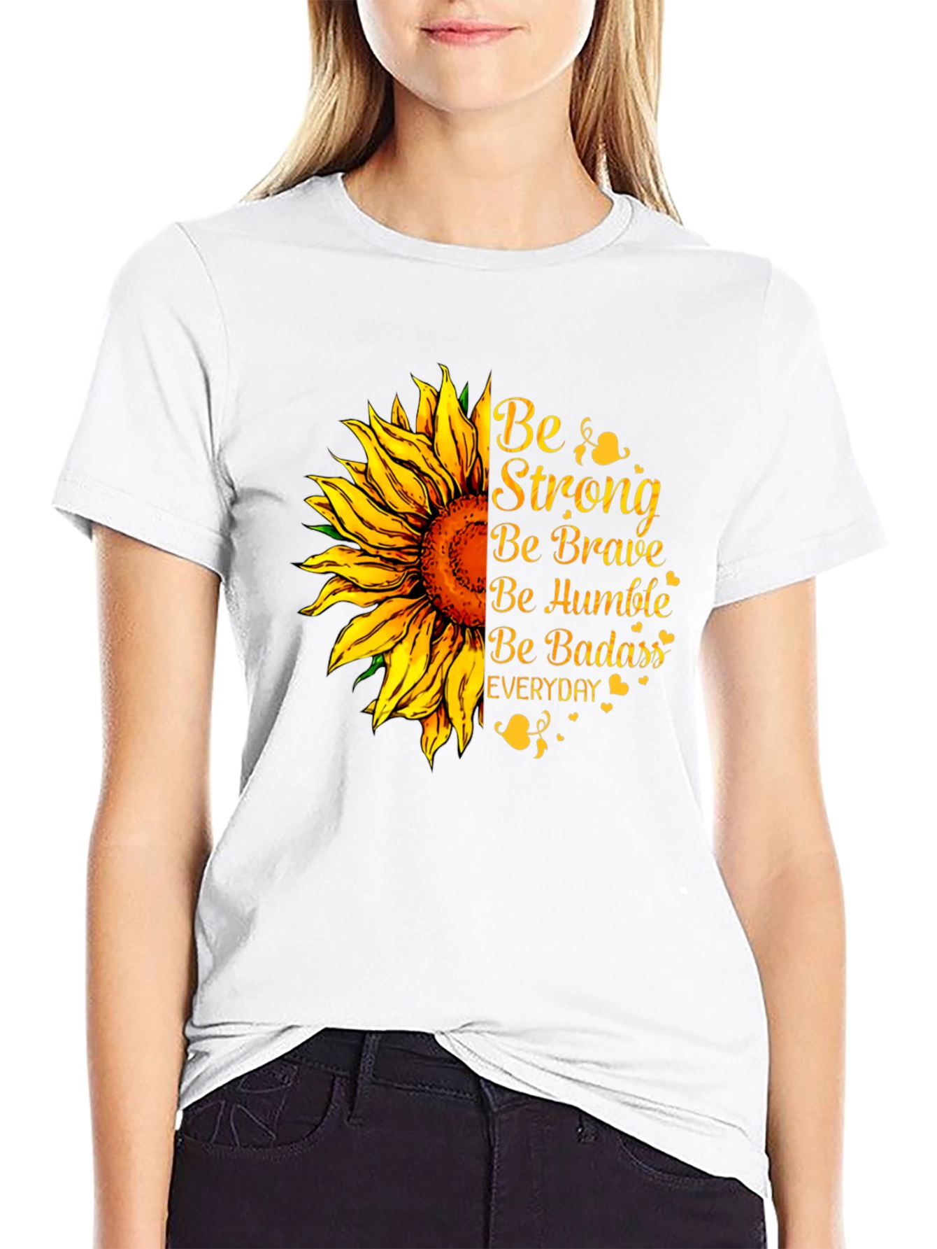 Be Strong Sunflower Graphic T-Shirt