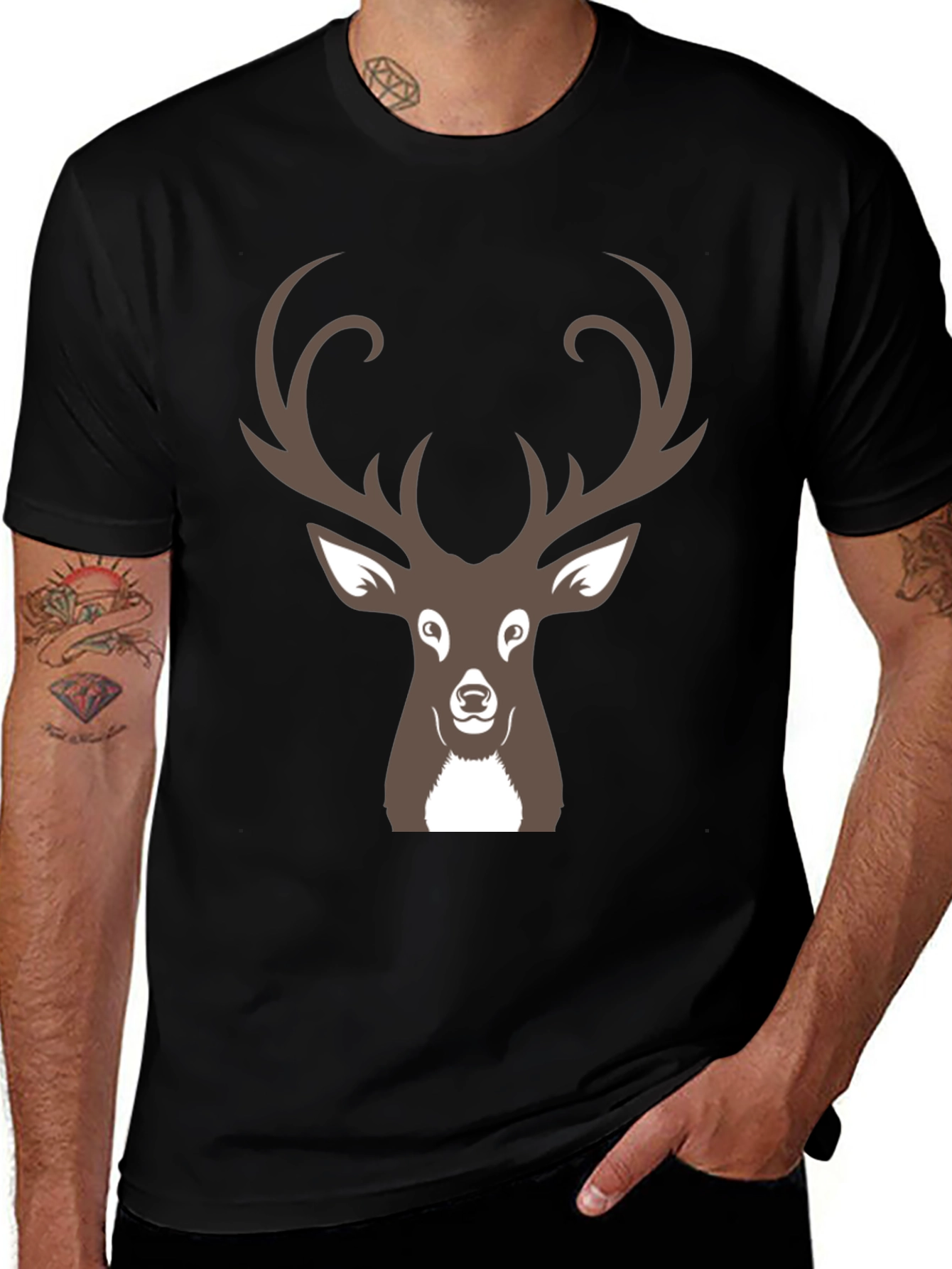 Deer Graphic Black T-Shirt for Men