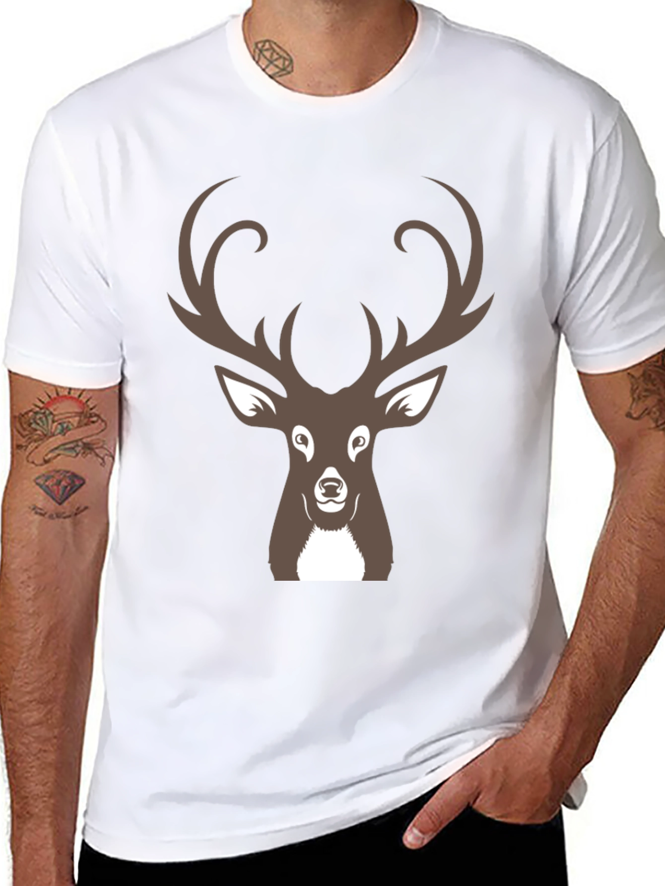 Deer Graphic Black T-Shirt for Men