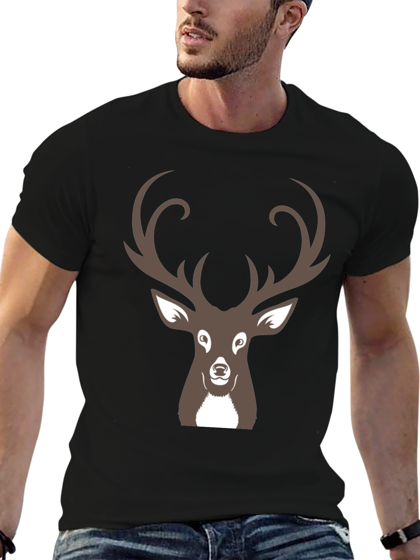 Deer Graphic Black T-Shirt for Men