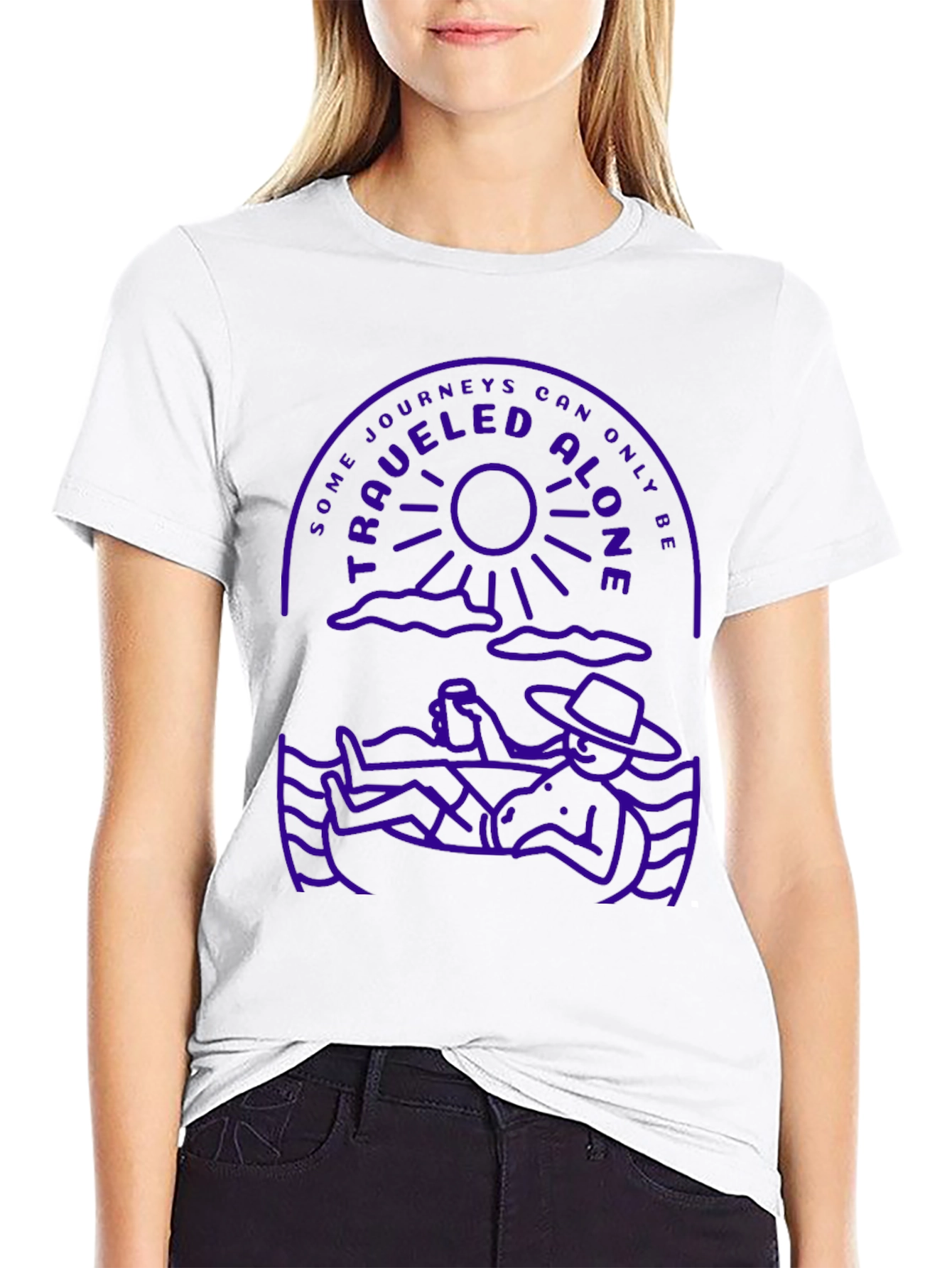 Traveled Alone Graphic T-Shirt - Crew Neck