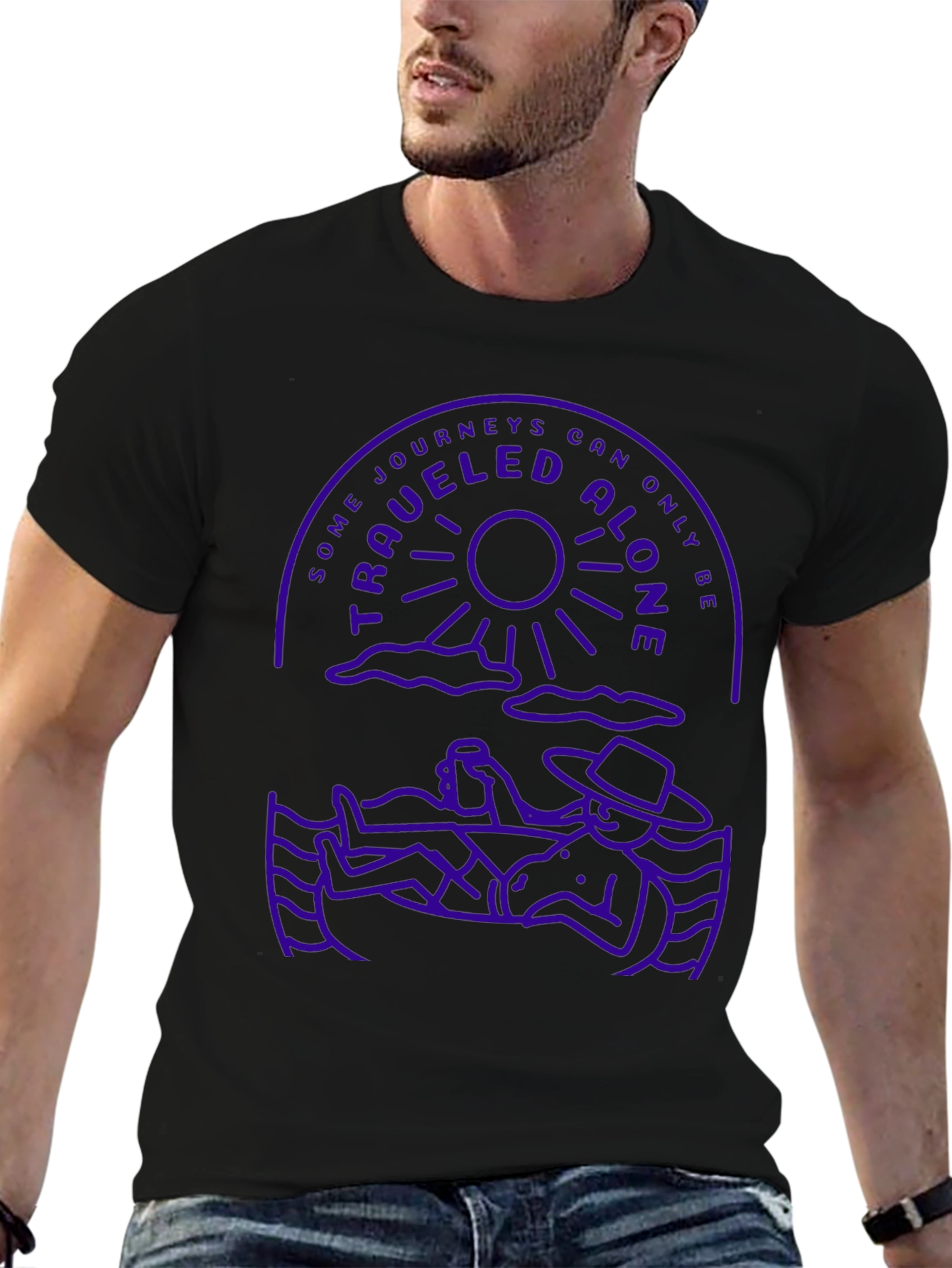 Traveled Alone Graphic T-Shirt - Crew Neck