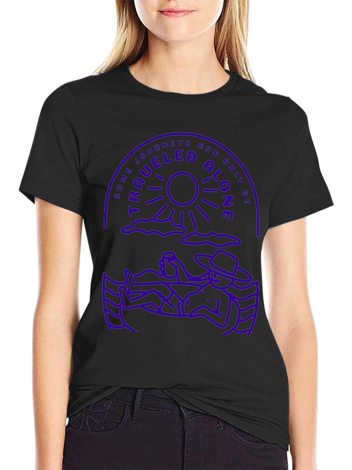Traveled Alone Graphic T-Shirt - Crew Neck