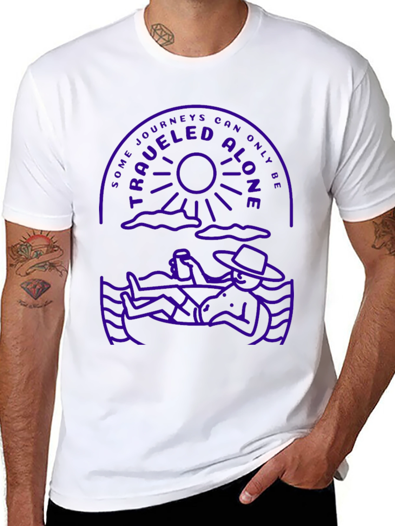 Traveled Alone Graphic T-Shirt - Crew Neck