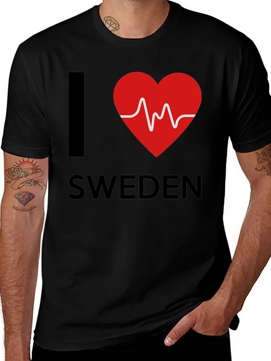 I Love Sweden T-Shirt - Heartbeat Design