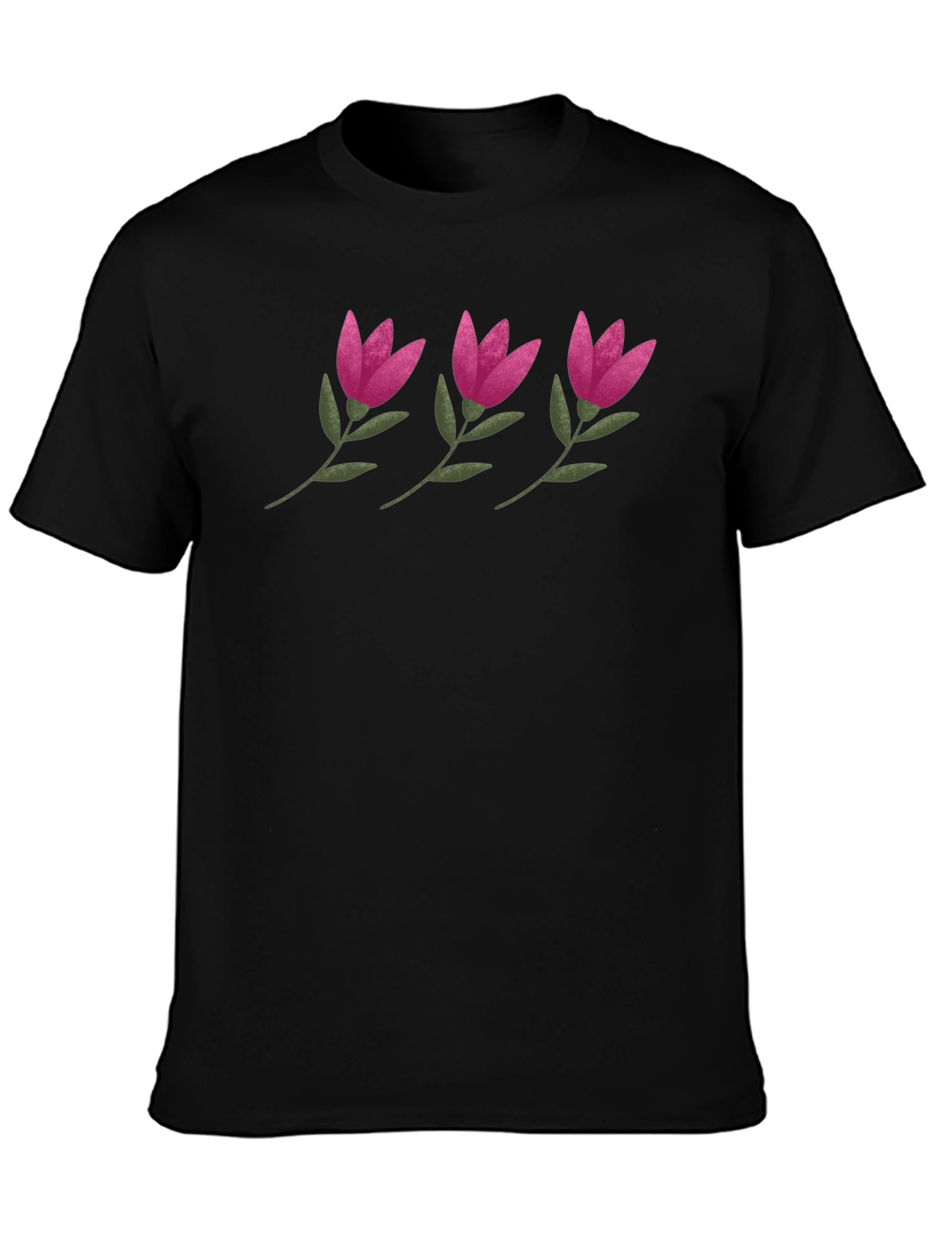 Floral Pattern Black T-Shirt - Casual Comfort