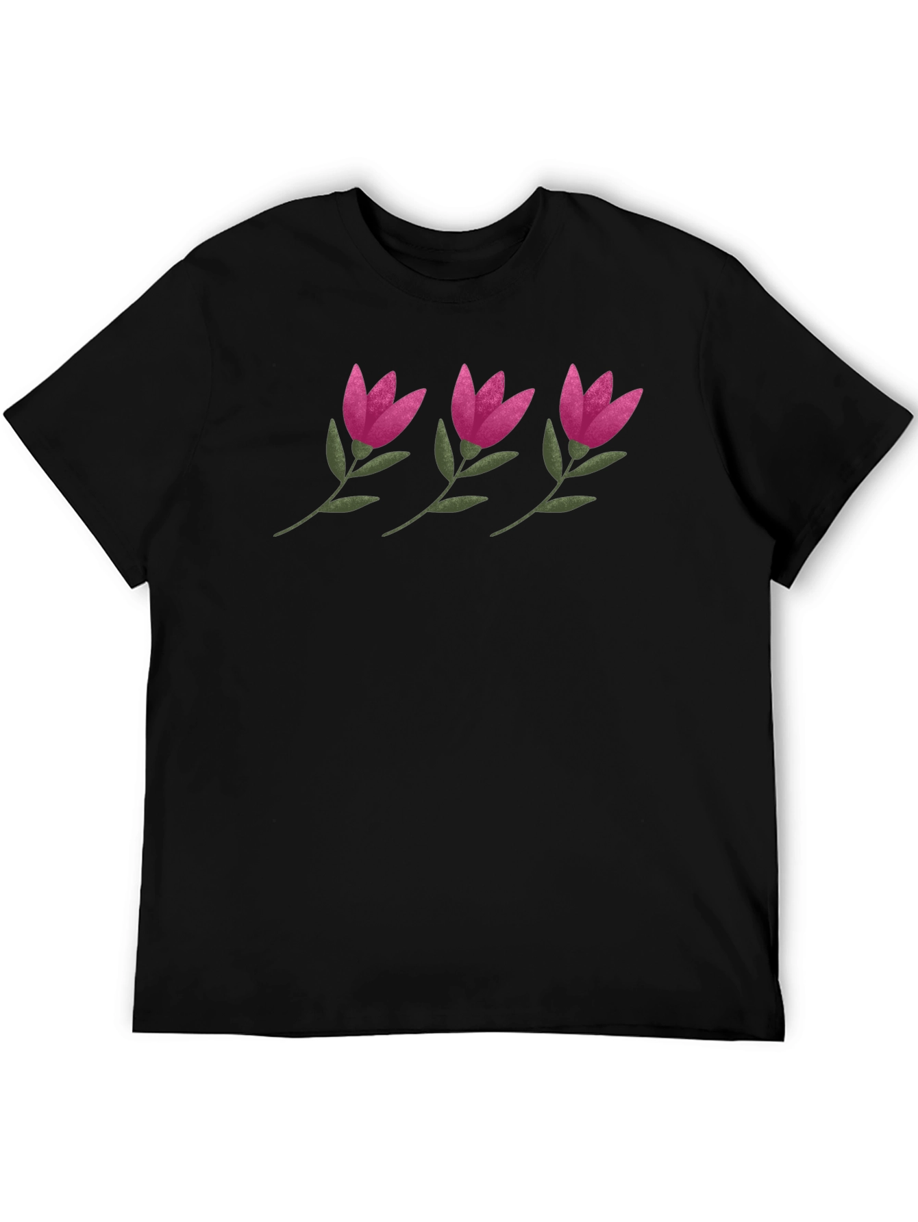 Floral Pattern Black T-Shirt - Casual Comfort