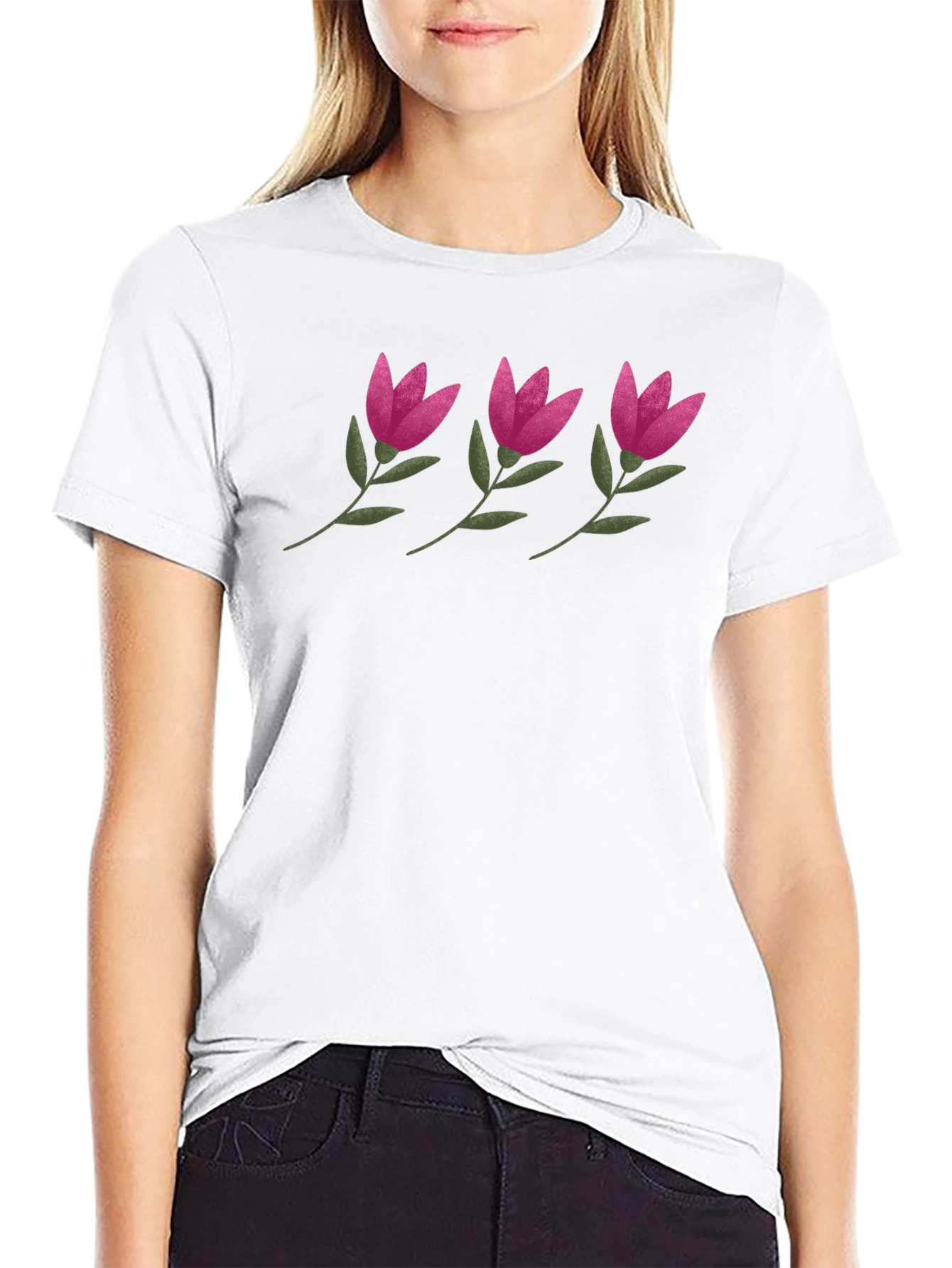 Floral Pattern Black T-Shirt - Casual Comfort