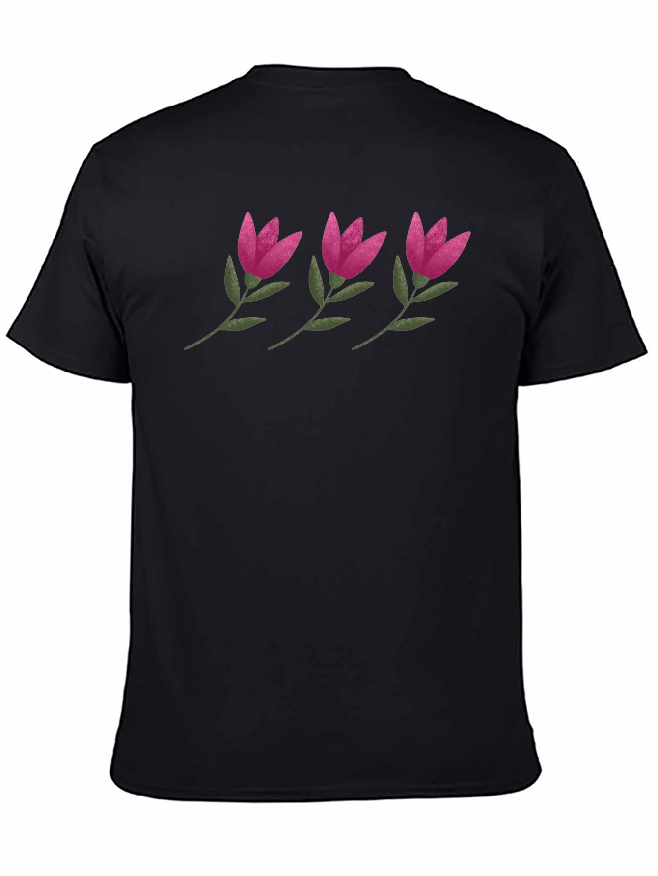Floral Pattern Black T-Shirt - Casual Comfort